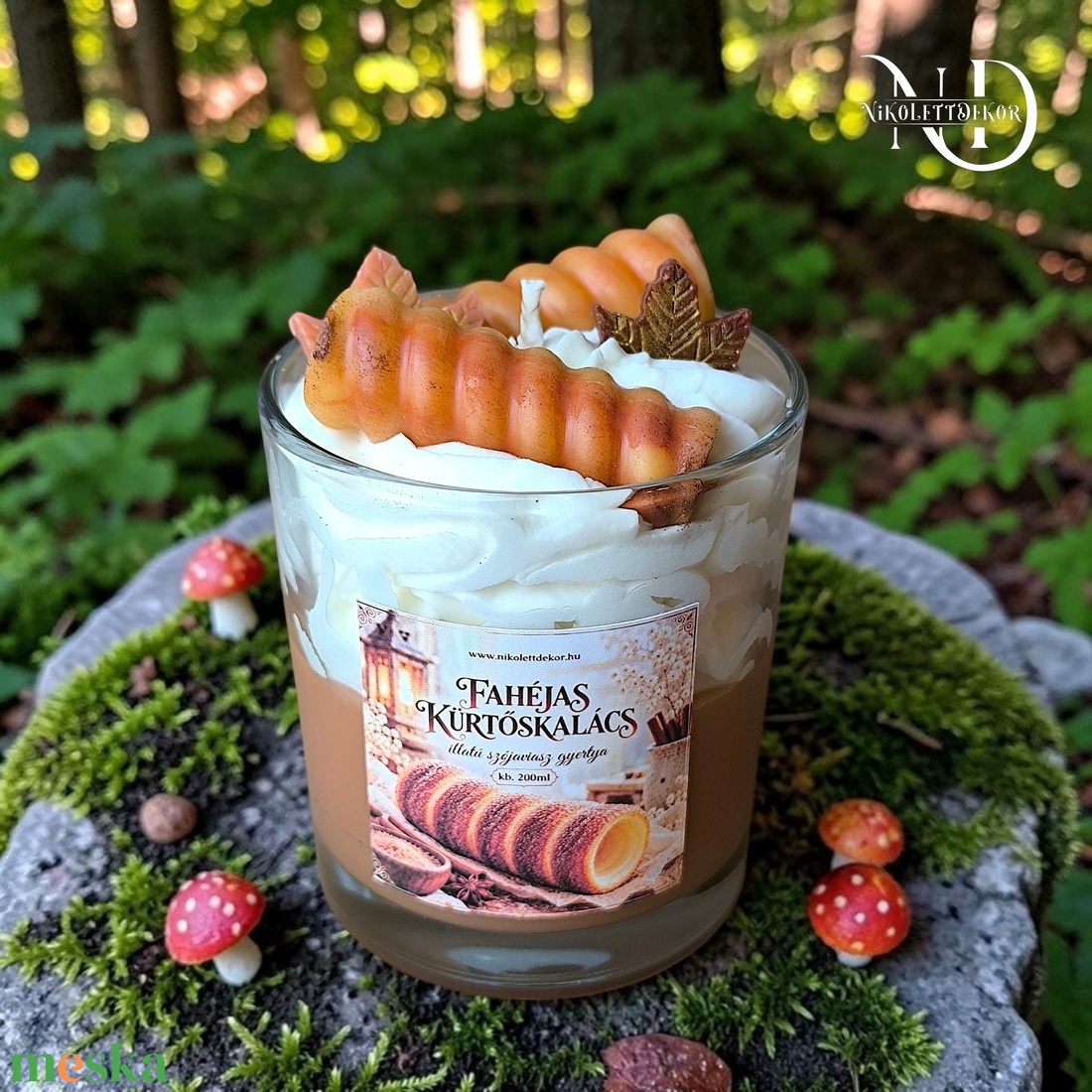 Fahéjas kürtőskalács illatú szójagyertya  - Nikolett Dekor - otthon & életmód - gyertya, illat, aroma - gyertya - Meska.hu