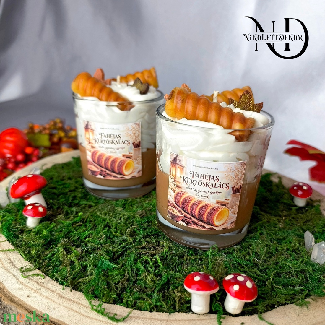 Fahéjas kürtőskalács illatú szójagyertya  - Nikolett Dekor - otthon & életmód - gyertya, illat, aroma - gyertya - Meska.hu
