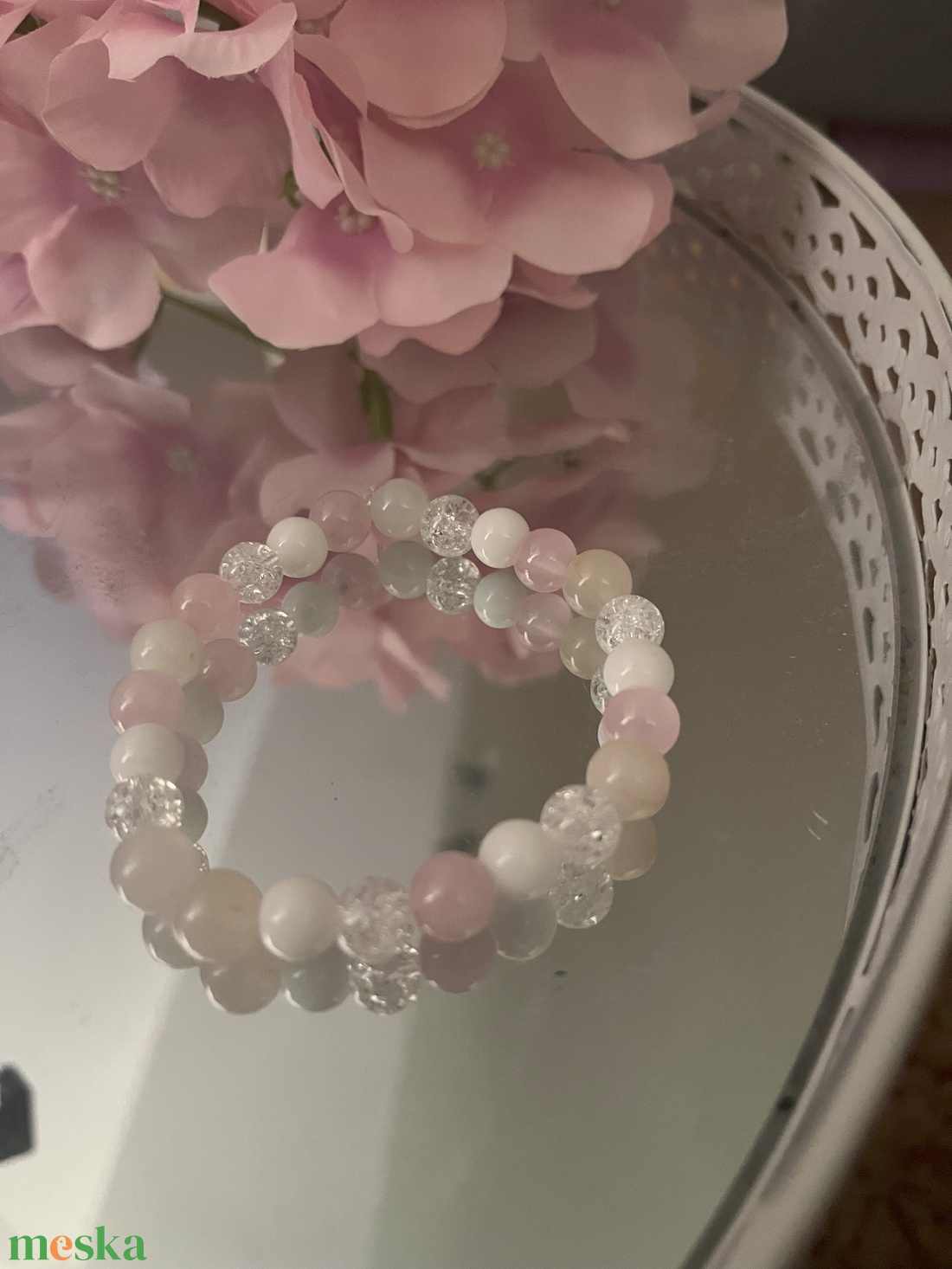 Ásványkarkötő rózsakvarc hegyikristály jade - ékszer - karkötő - ásványkarkötő - Meska.hu Ásványkarkötő rózsakvarc hegyikristály jade - ékszer - karkötő - ásványkarkötő - Meska.hu