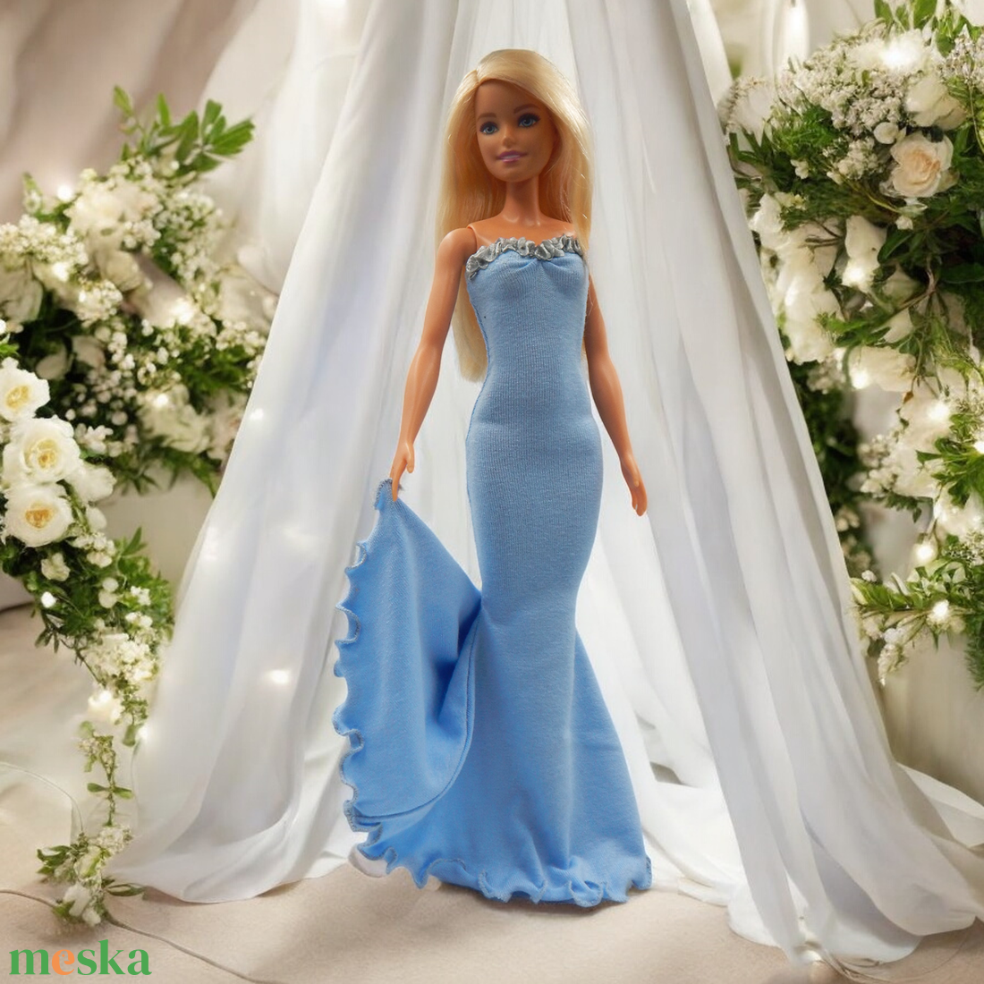 Extra hosszú fodros sellő fazonú estélyi ruha, égkék - ruha barbie típusú babákhoz (a020kk) - játék & sport - baba & babaház - barbie ruhák - Meska.hu Extra hosszú fodros sellő fazonú estélyi ruha, égkék - ruha barbie típusú babákhoz (a020kk) - játék & sport - baba & babaház - barbie ruhák - Meska.hu