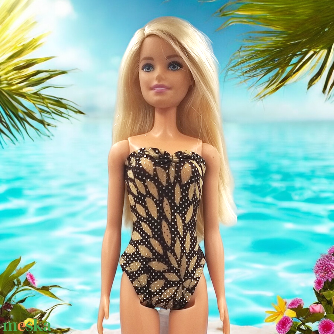 Arany leveles barbie fürdőruha  - ruha barbie típusú babákhoz (a044al) - játék & sport - baba & babaház - barbie ruhák - Meska.hu