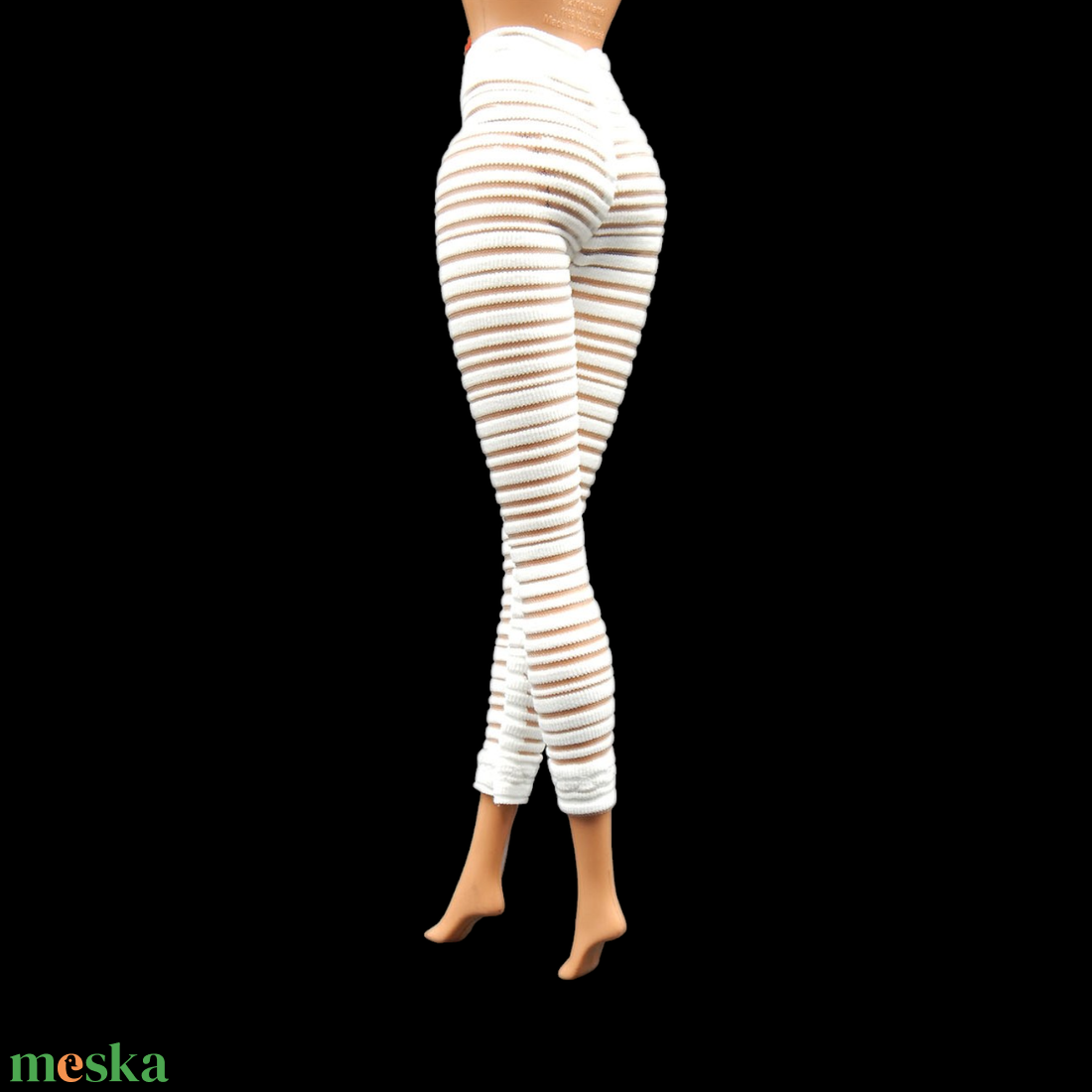 Fehér átlátszó csíkos leggings, harisnya - ruha barbie típusú babákhoz (b005eg) - játék & sport - baba & babaház - barbie ruhák - Meska.hu