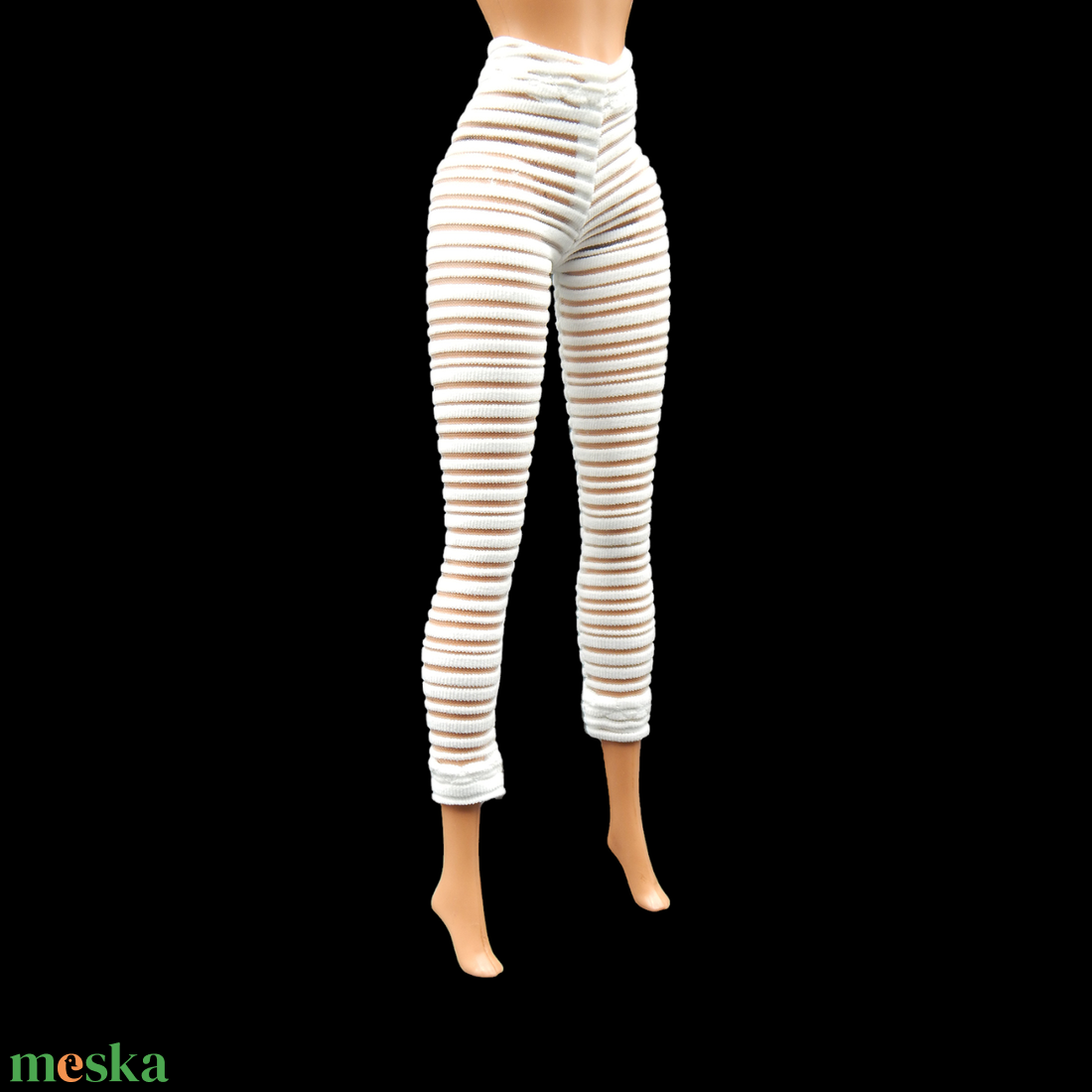 Fehér átlátszó csíkos leggings, harisnya - ruha barbie típusú babákhoz (b005eg) - játék & sport - baba & babaház - barbie ruhák - Meska.hu