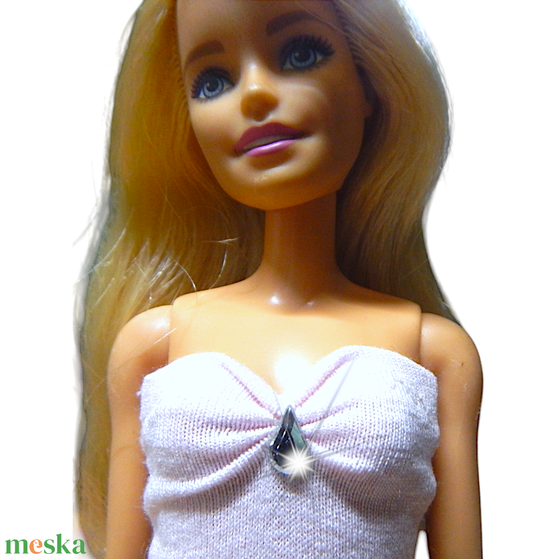 Halványrózsaszín sellő-fazonú barbie ruha kristállyal - ruha barbie típusú babákhoz (a002rs) - játék & sport - baba & babaház - barbie ruhák - Meska.hu