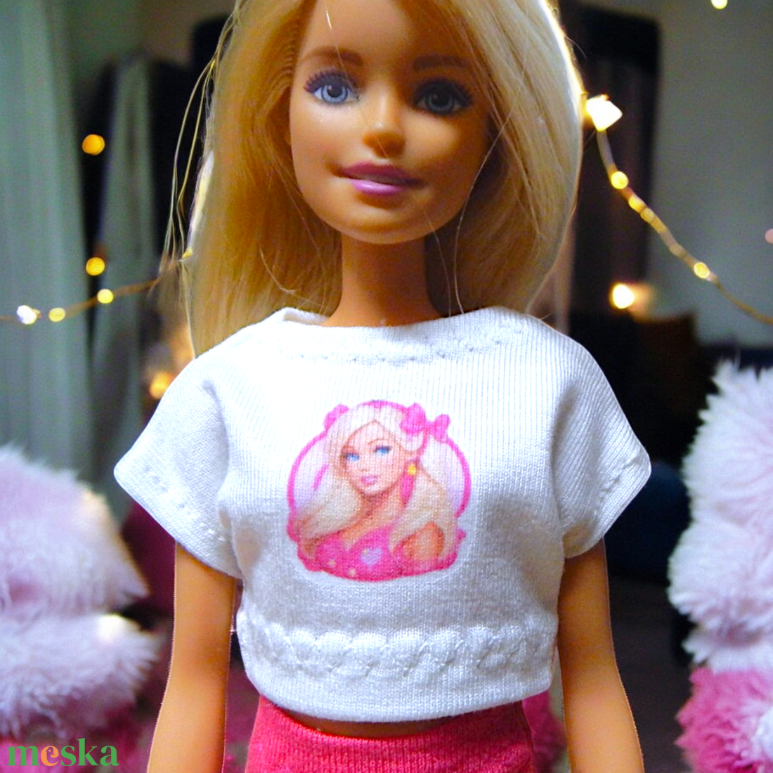 Oversized rövid barbie póló, barbie mintával- ruha barbie típusú babákhoz (a034bl) - játék & sport - baba & babaház - barbie ruhák - Meska.hu