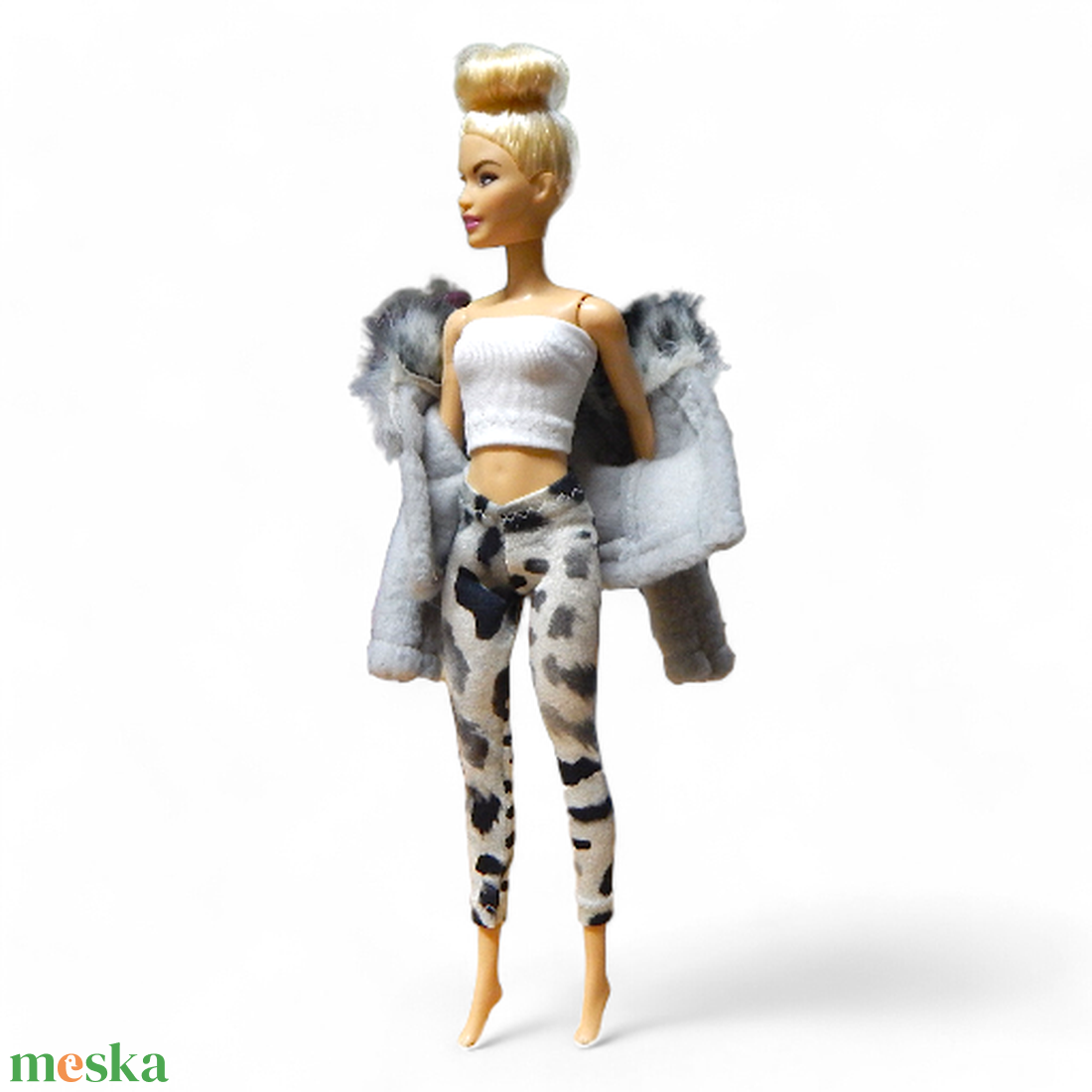 Szürke polár kabát  - ruha barbie típusú babákhoz (d001sf) - játék & sport - baba & babaház - barbie ruhák - Meska.hu