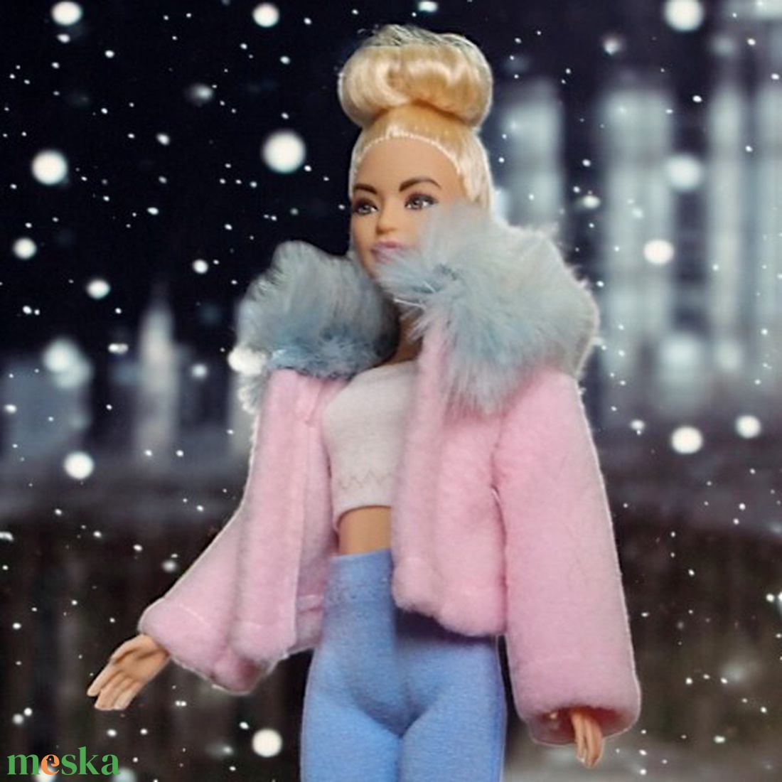 Rózsaszín polár kabát  - ruha barbie típusú babákhoz (d001rk) - játék & sport - baba & babaház - barbie ruhák - Meska.hu
