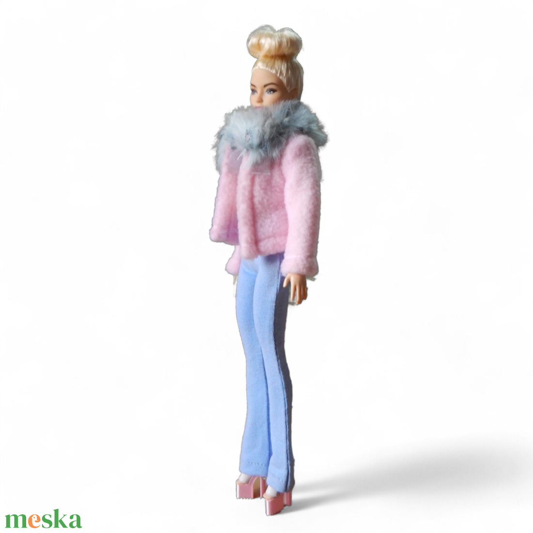 Rózsaszín polár kabát  - ruha barbie típusú babákhoz (d001rk) - játék & sport - baba & babaház - barbie ruhák - Meska.hu