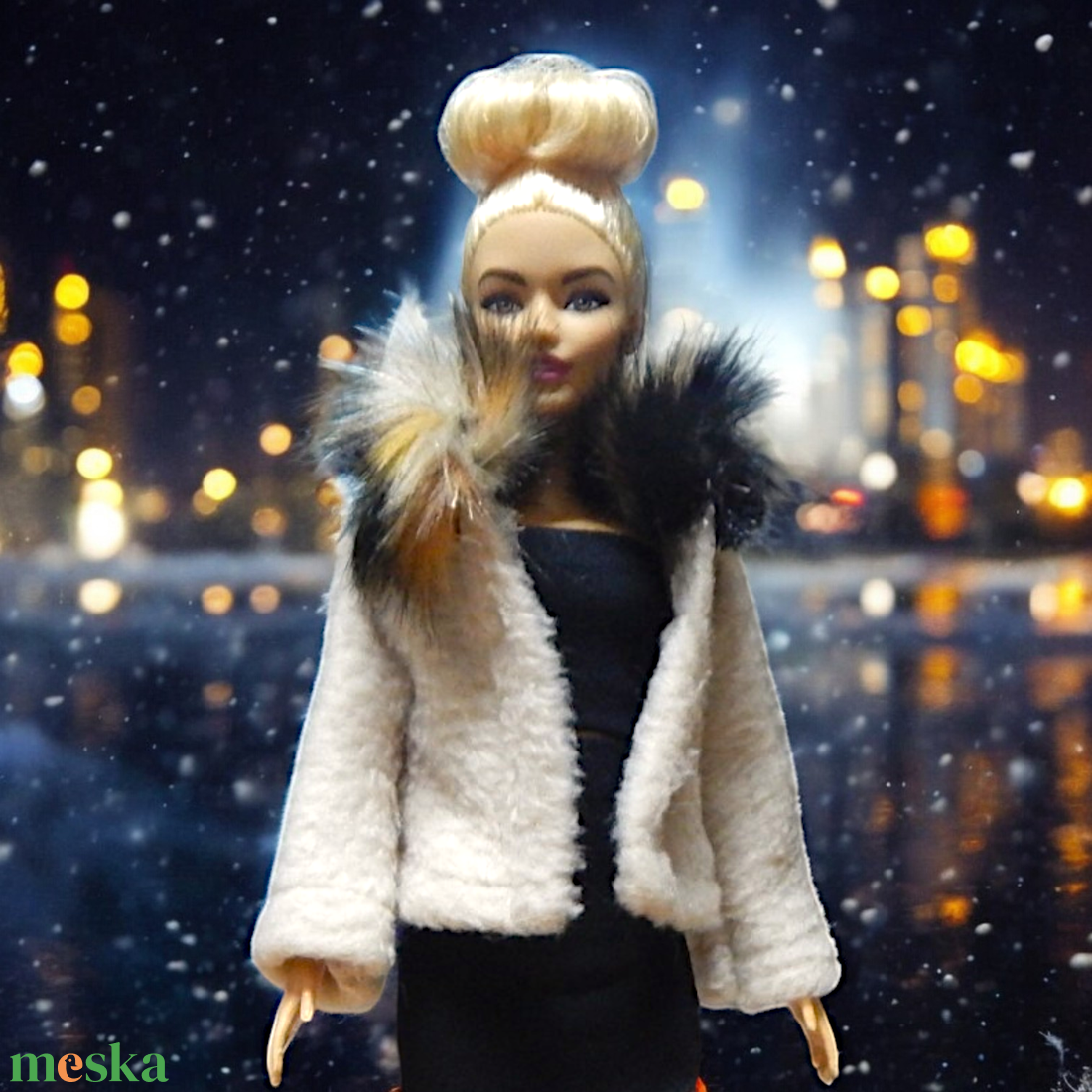 Bézs polár kabát  - ruha barbie típusú babákhoz (d001bb) - játék & sport - baba & babaház - barbie ruhák - Meska.hu