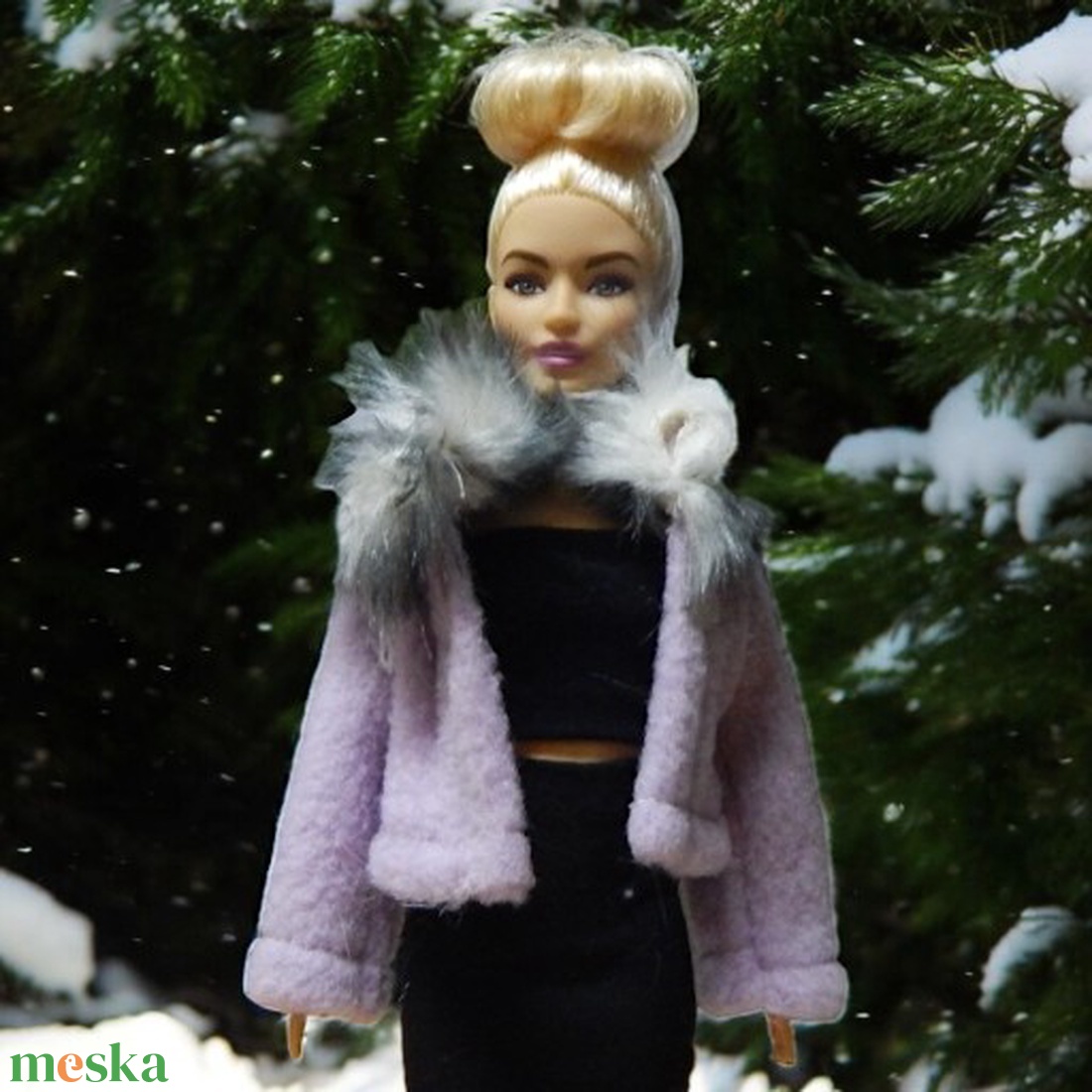 Lila polár kabát  - ruha barbie típusú babákhoz (d001lf) - játék & sport - baba & babaház - barbie ruhák - Meska.hu