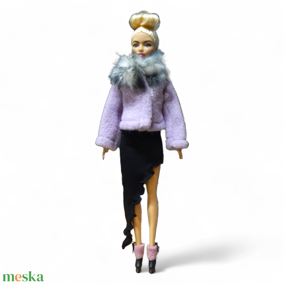 Lila polár kabát  - ruha barbie típusú babákhoz (d001lf) - játék & sport - baba & babaház - barbie ruhák - Meska.hu