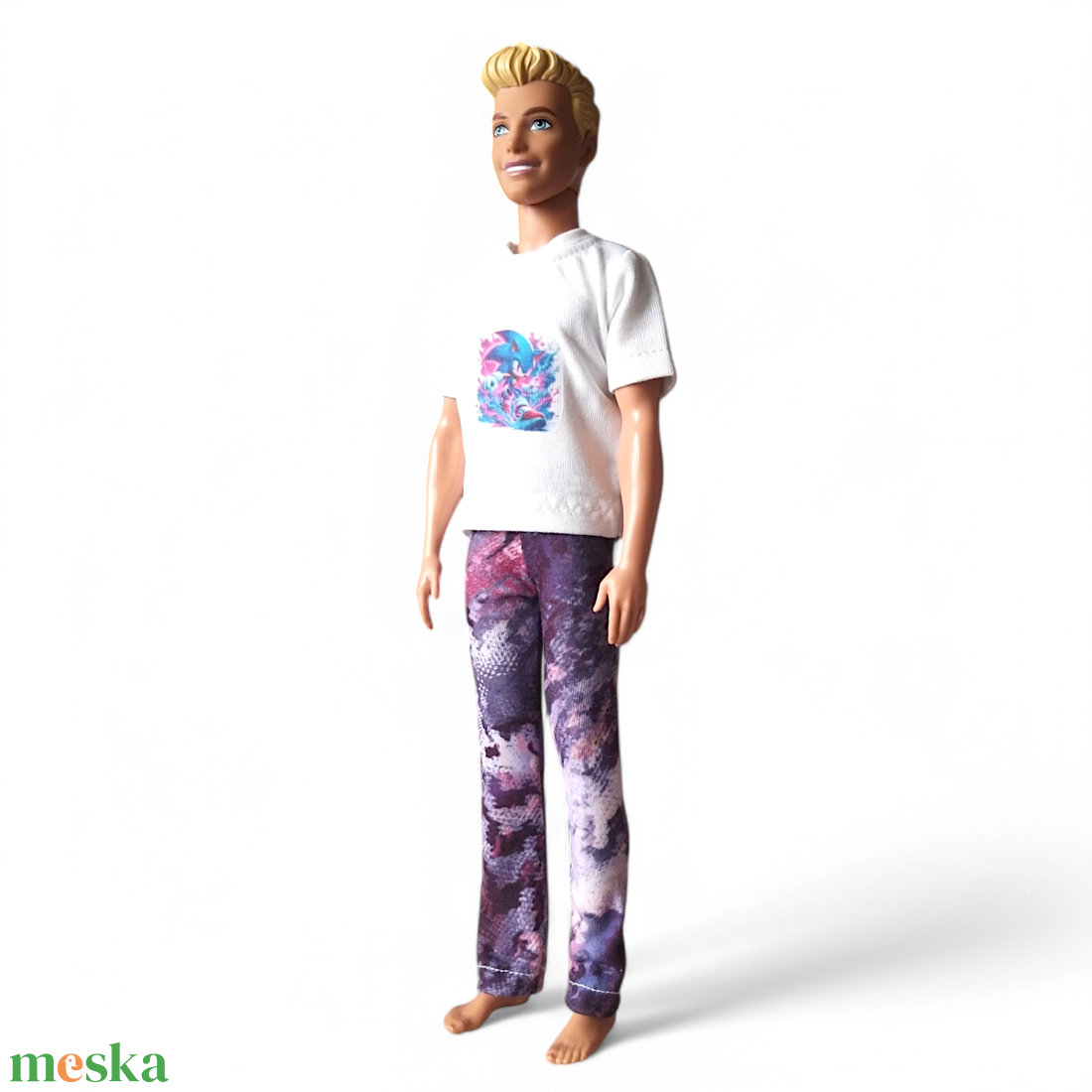 Fiú póló, Ken póló, Sonic mintával- ruha barbie típusú babákhoz (f007fo) - játék & sport - baba & babaház - barbie ruhák - Meska.hu