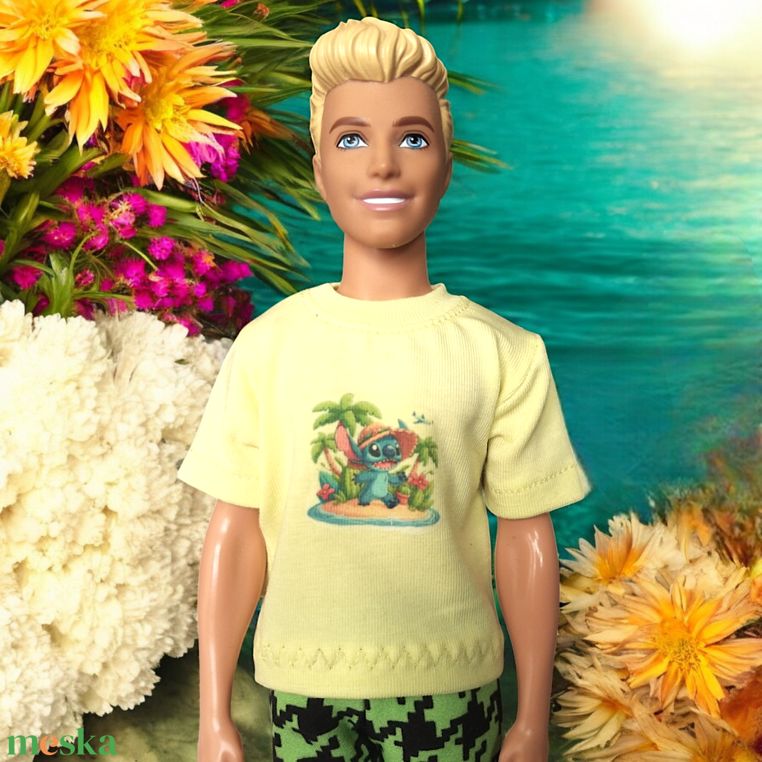 Fiú póló, Ken póló, Stitch mintával- ruha barbie típusú babákhoz (f007ss) - játék & sport - baba & babaház - barbie ruhák - Meska.hu