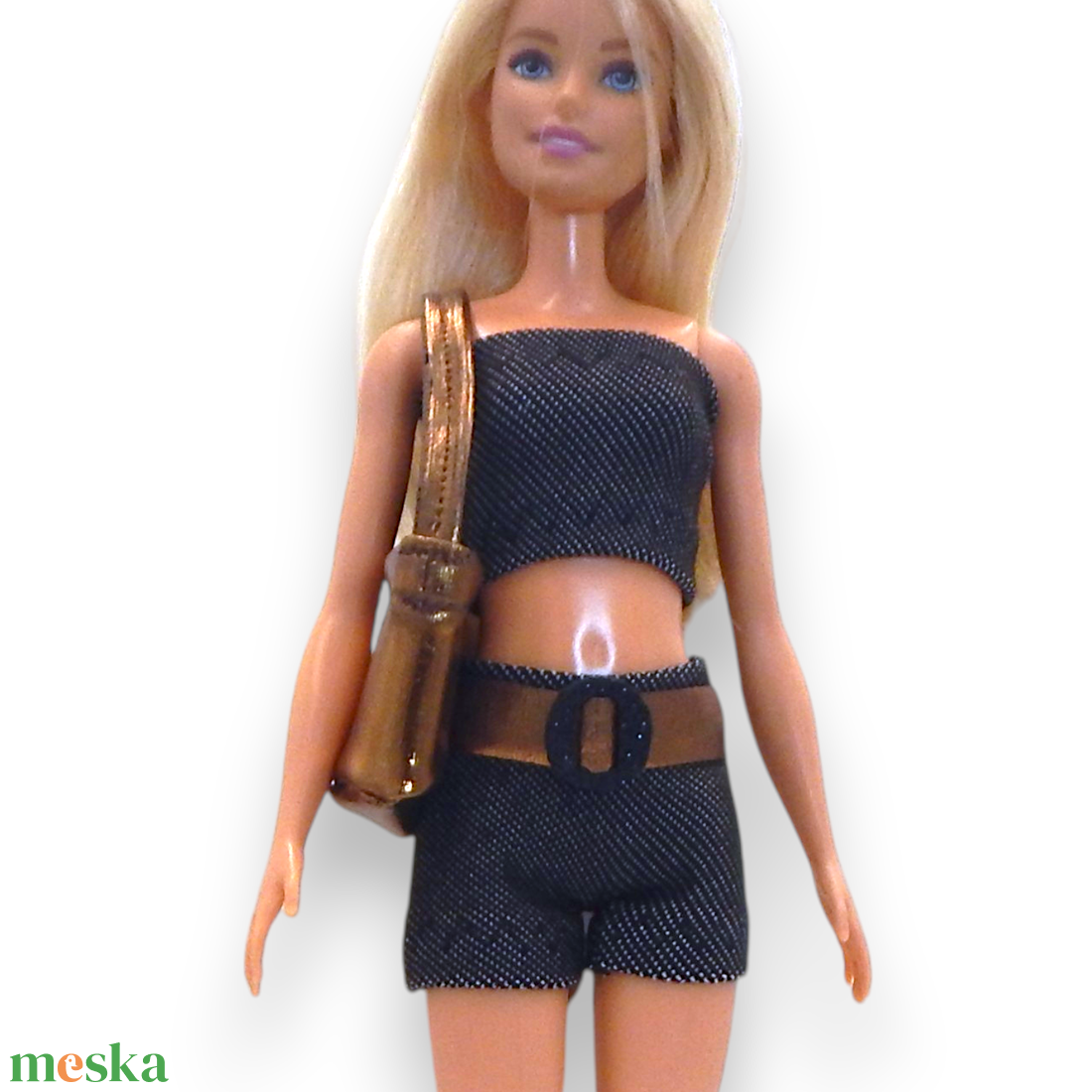 Egyszerű, fényes bronz lamé táska barbie típusú babákhoz (g001br) - játék & sport - baba & babaház - barbie ruhák - Meska.hu