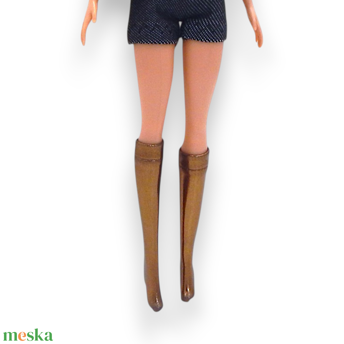 Fényes bronz lamé térdharisnya/csizma barbie típusú babákhoz (b014br) - játék & sport - baba & babaház - barbie ruhák - Meska.hu