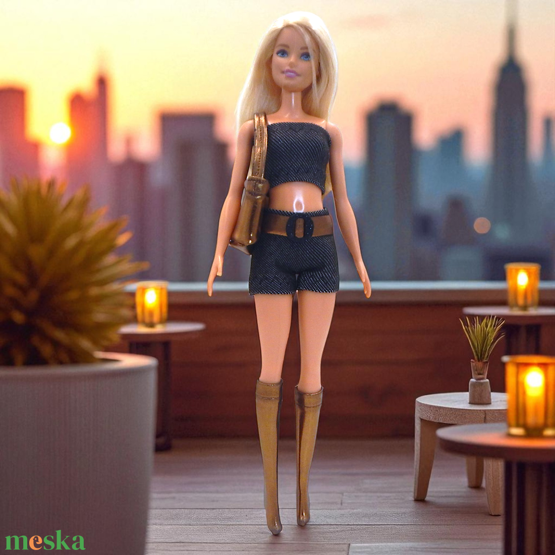 Fényes bronz lamé térdharisnya/csizma barbie típusú babákhoz (b014br) - játék & sport - baba & babaház - barbie ruhák - Meska.hu
