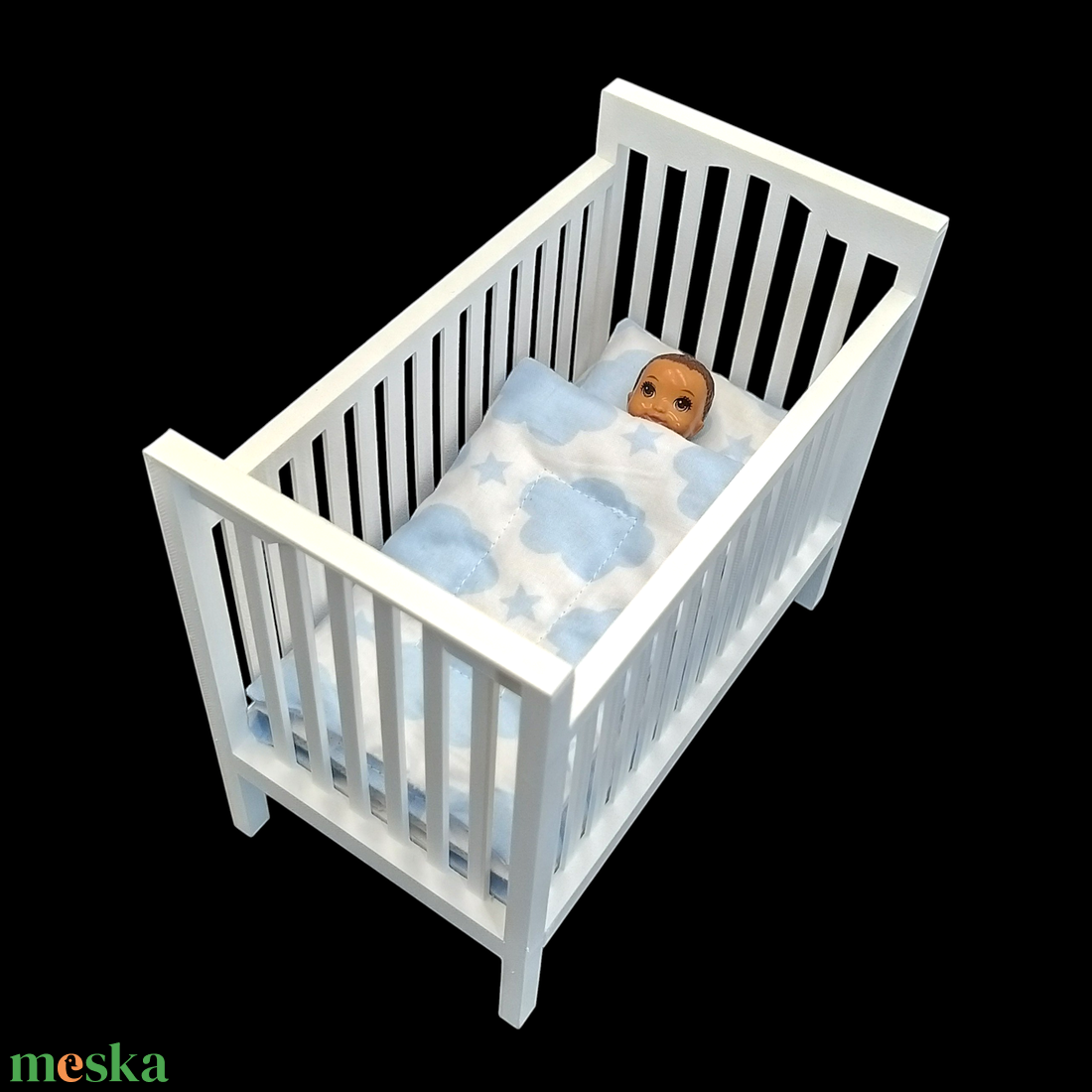 Minden, ami barbie! Fehér kiságy babaházba barbie babákhoz, matraccal 1/6  - játék & sport - baba & babaház - játékbaba, babakellék - Meska.hu