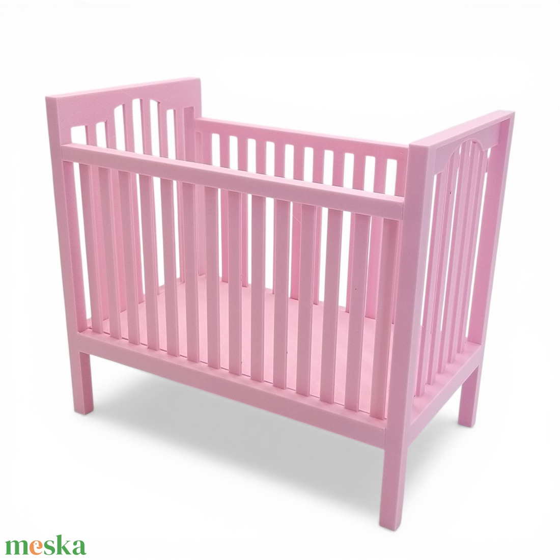 Rózsaszín kiságy babaházba barbie babákhoz, matraccal 1/6 (j001rs) - játék & sport - baba & babaház - játékbaba, babakellék - Meska.hu