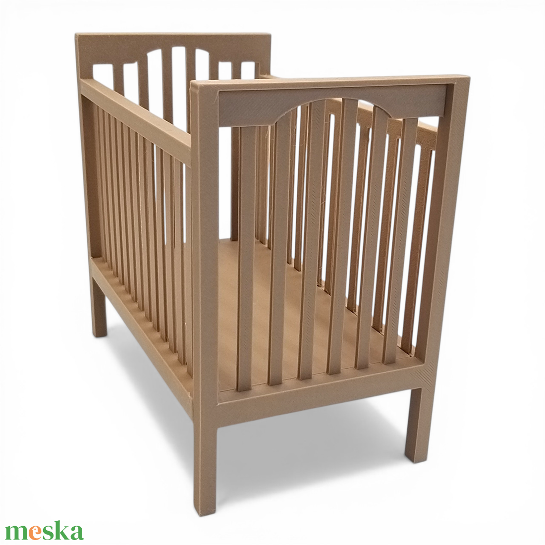 Sötét fa színű kiságy babaházba barbie babákhoz, matraccal 1/6 (j001sf) - játék & sport - baba & babaház - játékbaba, babakellék - Meska.hu