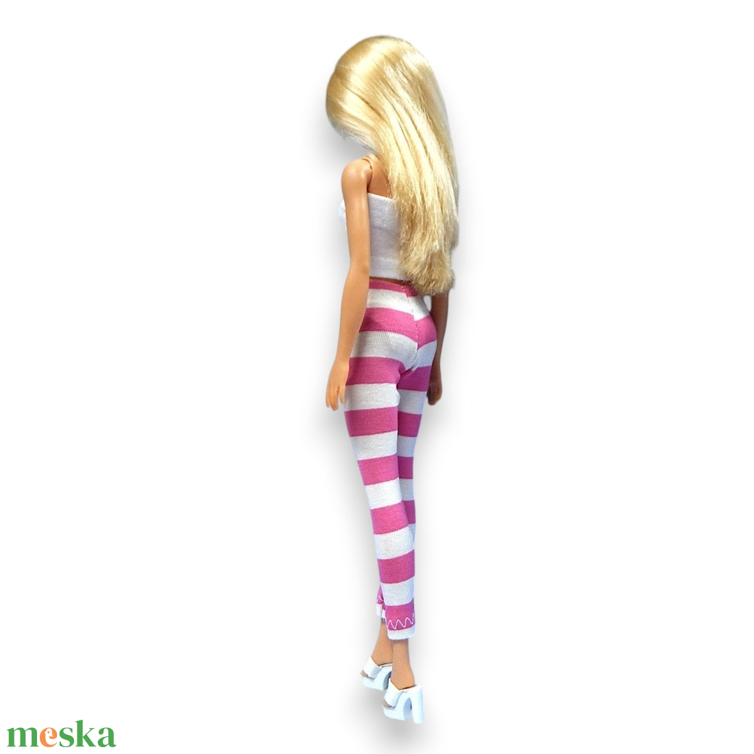 ÚJ! Pink-fehér csíkos barbie nadrág, harisnya, leggings  - ruha barbie típusú babákhoz (a032pf) - játék & sport - baba & babaház - barbie ruhák - Meska.hu