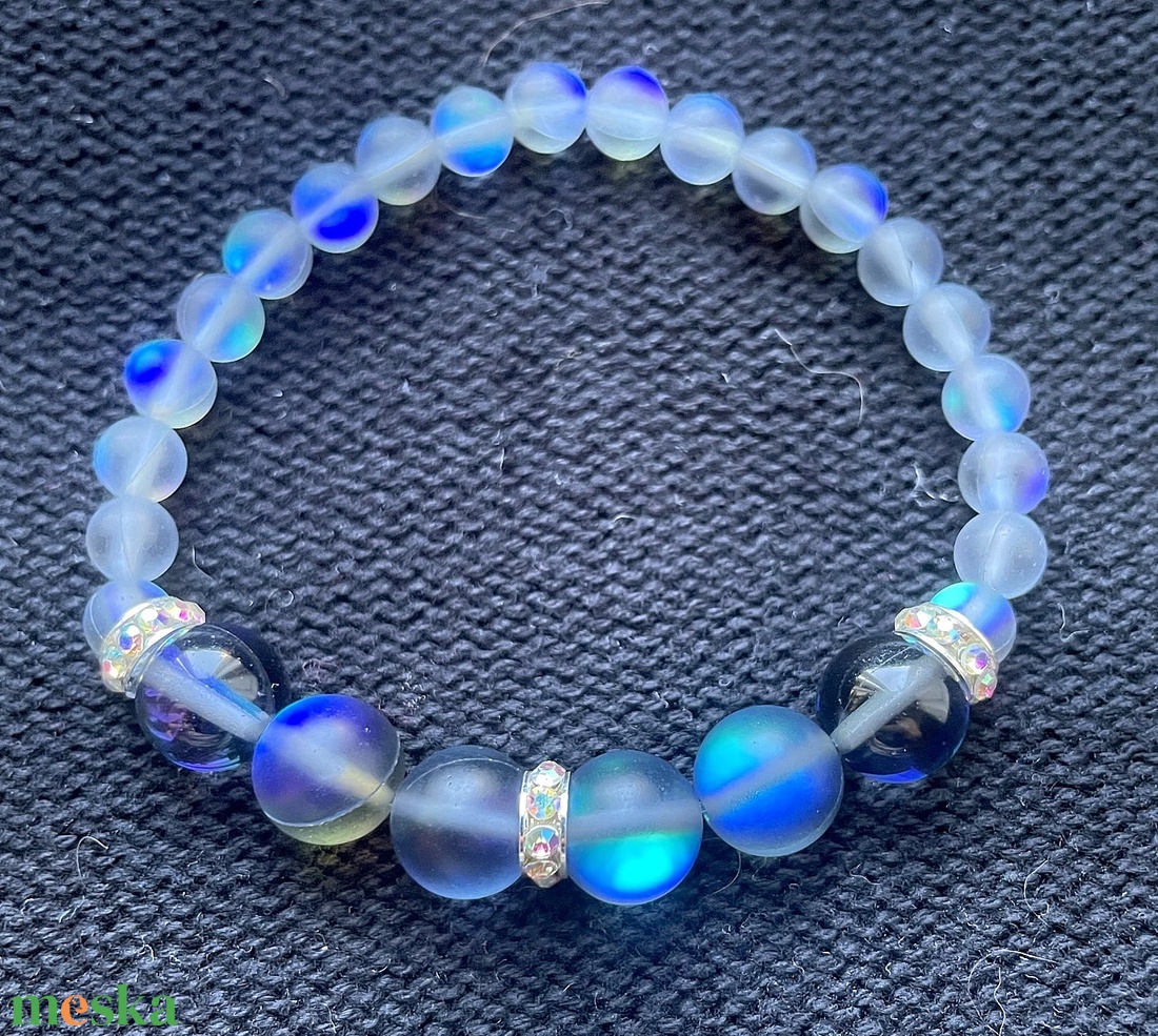 Aura quartz gyöngy karkötő - ékszer - karkötő - gyöngyös karkötő - Meska.hu