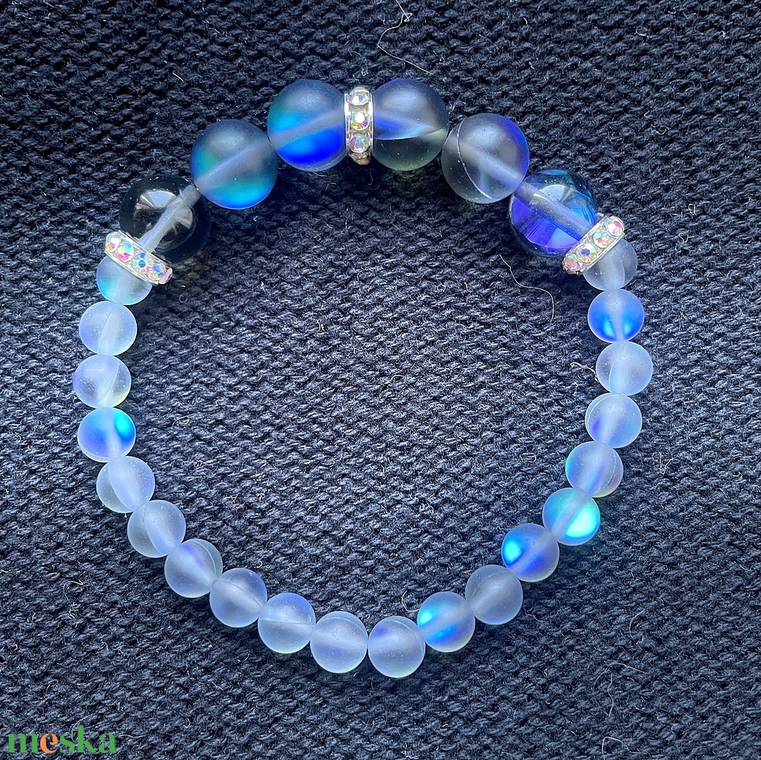 Aura quartz gyöngy karkötő - ékszer - karkötő - gyöngyös karkötő - Meska.hu