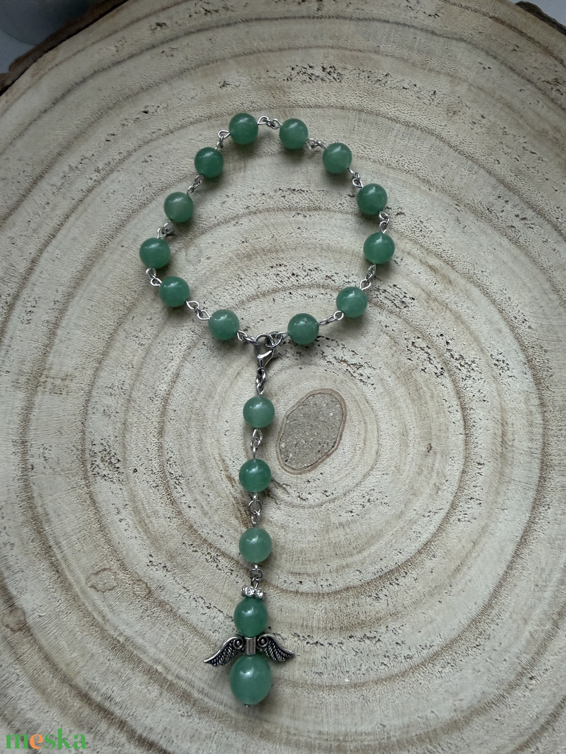 Autós védőangyal aventurin ásványból - kellékek & szerszámok - ásvány alapanyag - ásványfüzér - Meska.hu