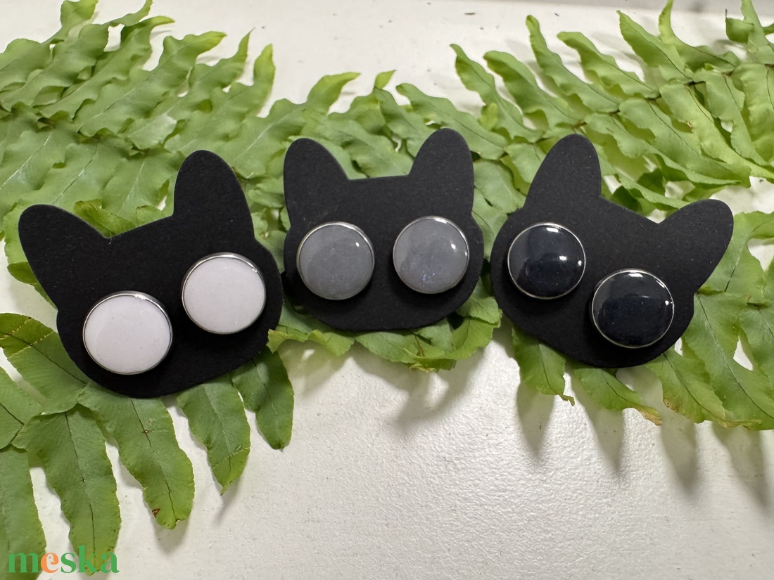 Monokróm fülbevaló szett - ékszer - fülbevaló - pötty fülbevaló - Meska.hu