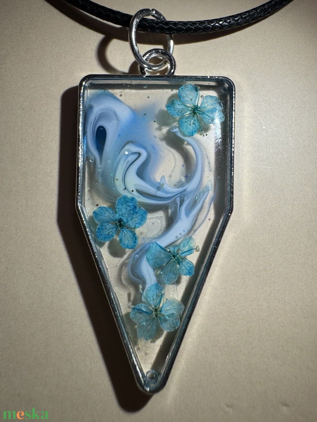 Kék örvény 02 - egyedi, kézzel festett medál  - ékszer - nyaklánc - medálos nyaklánc - Meska.hu