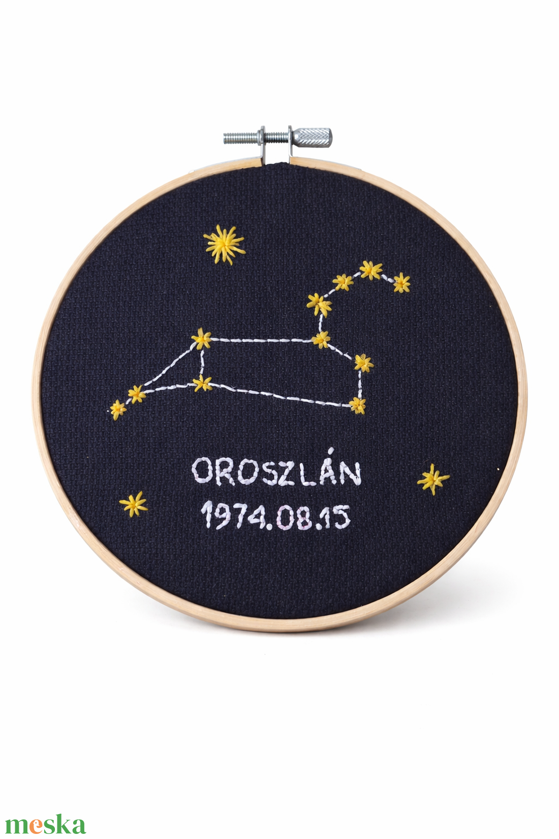Egyedi csillagkép hímzés � névre szóló, páros horoszkóp, Nap�Hold�Aszcendens, születési dátummal - otthon & életmód - dekoráció - asztal és polc dekoráció - asztaldísz - Meska.hu