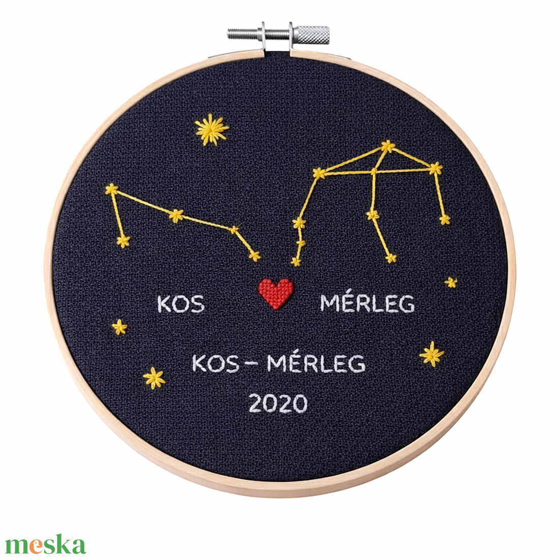 Egyedi csillagkép hímzés � névre szóló, páros horoszkóp, Nap�Hold�Aszcendens, születési dátummal - otthon & életmód - dekoráció - asztal és polc dekoráció - asztaldísz - Meska.hu