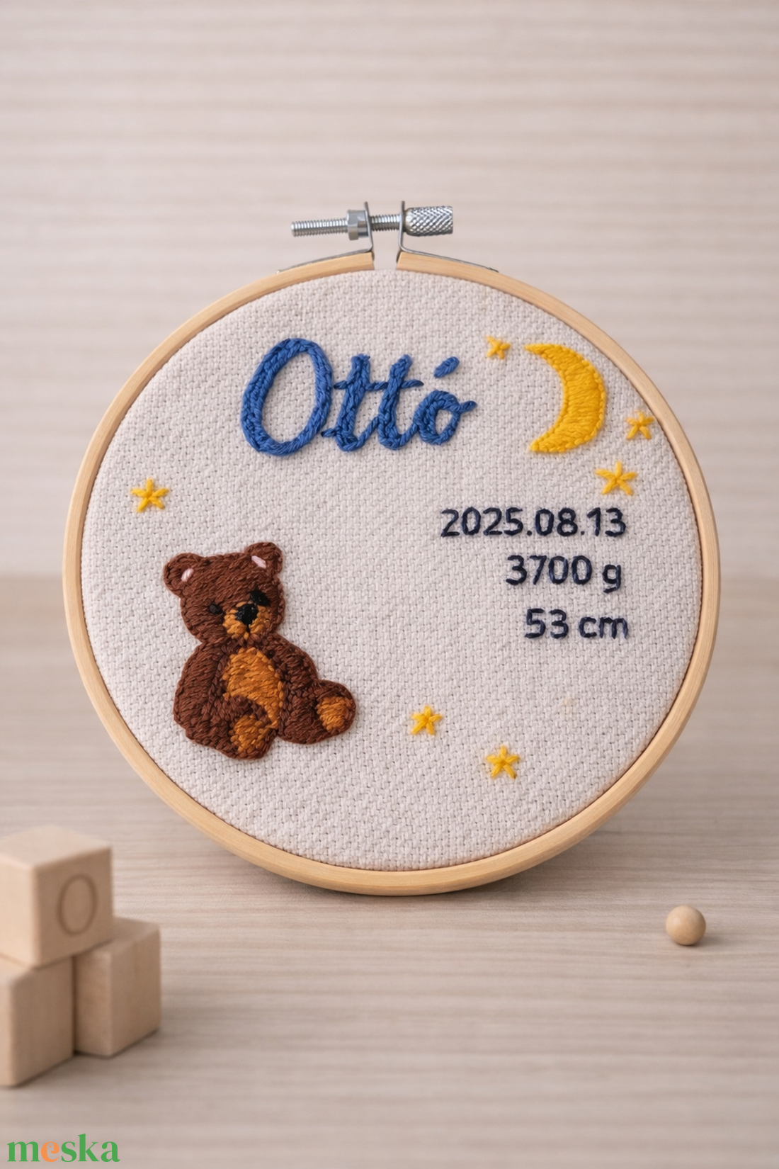 Személyre szabható babás hímzett kép névvel � különleges újszülött ajándék - baba - mama - babaszoba dekoráció - babanév dekoráció - Meska.hu