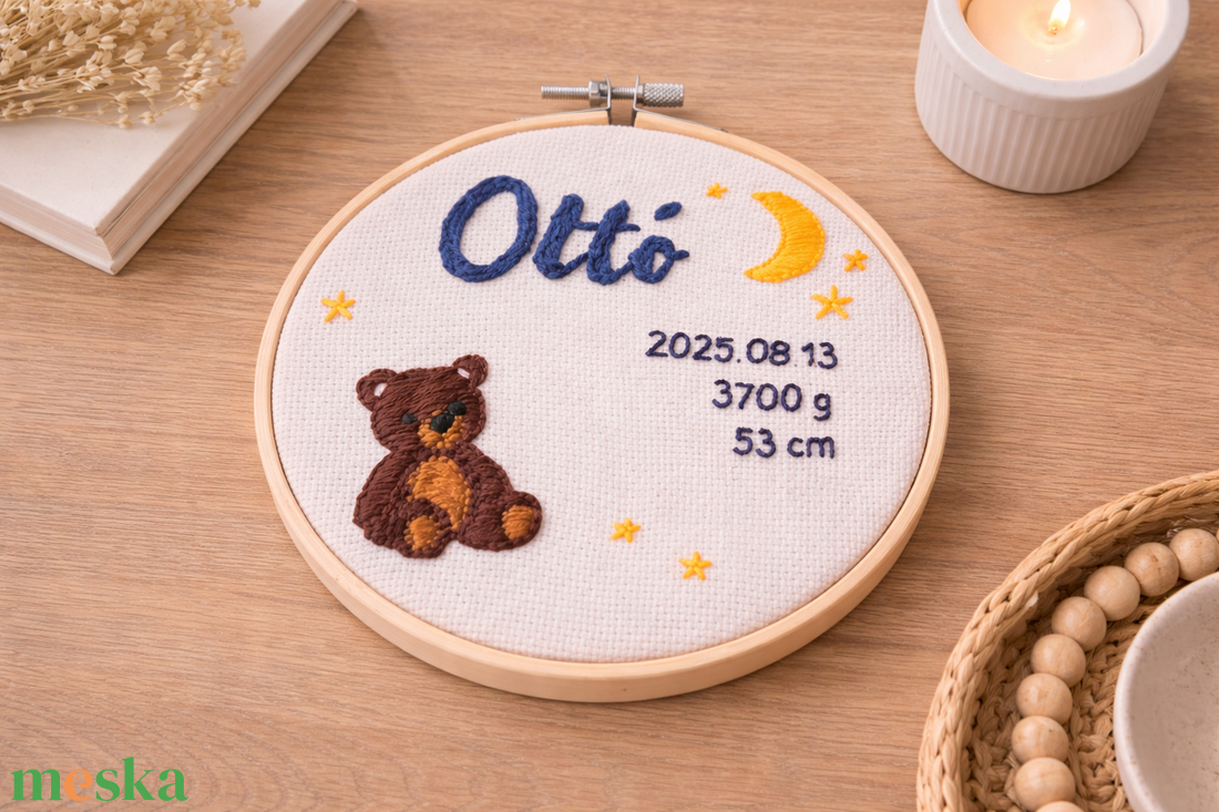 Személyre szabható babás hímzett kép névvel � különleges újszülött ajándék - baba - mama - babaszoba dekoráció - babanév dekoráció - Meska.hu