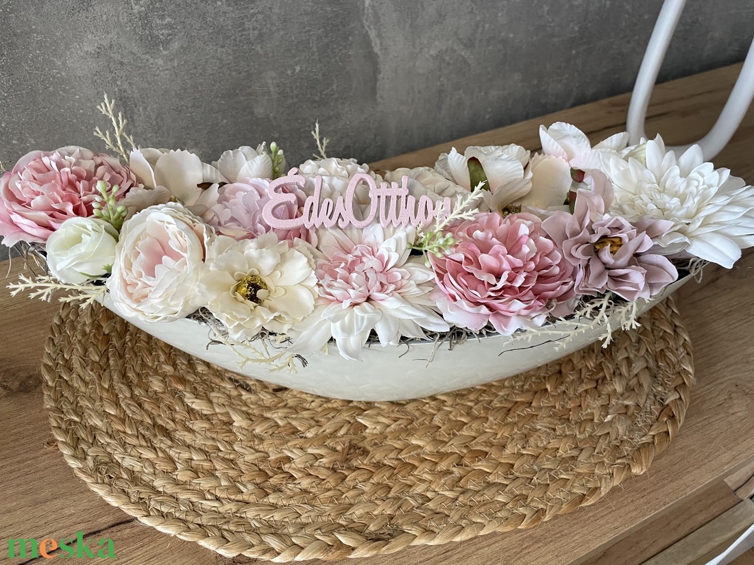 Tavaszi virágos csónak tál asztaldísz - otthon & életmód - dekoráció - asztal és polc dekoráció - asztaldísz - Meska.hu