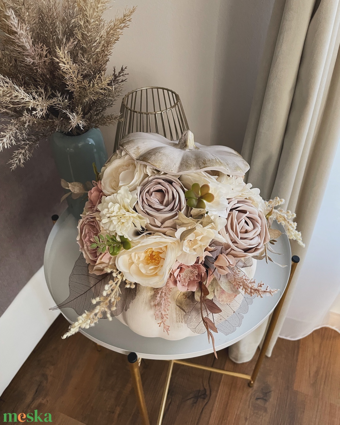 Őszi kerámia tök dekoráció - otthon & életmód - dekoráció - asztal és polc dekoráció - asztaldísz - Meska.hu