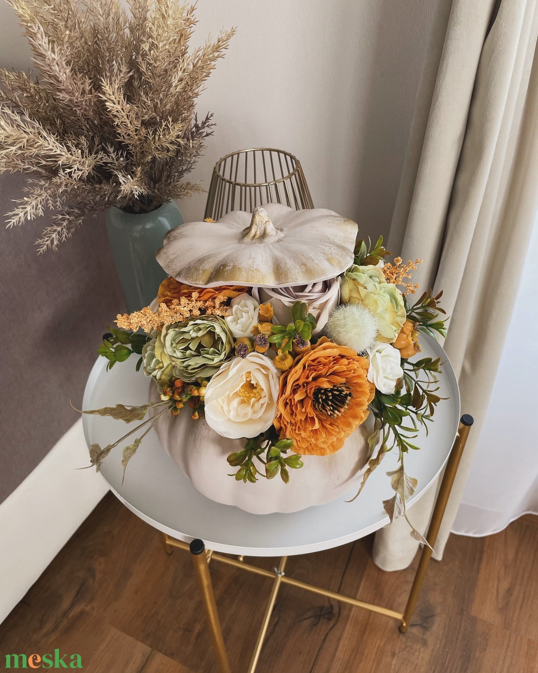 Őszi kerámia tök dekoráció - otthon & életmód - dekoráció - asztal és polc dekoráció - asztaldísz - Meska.hu