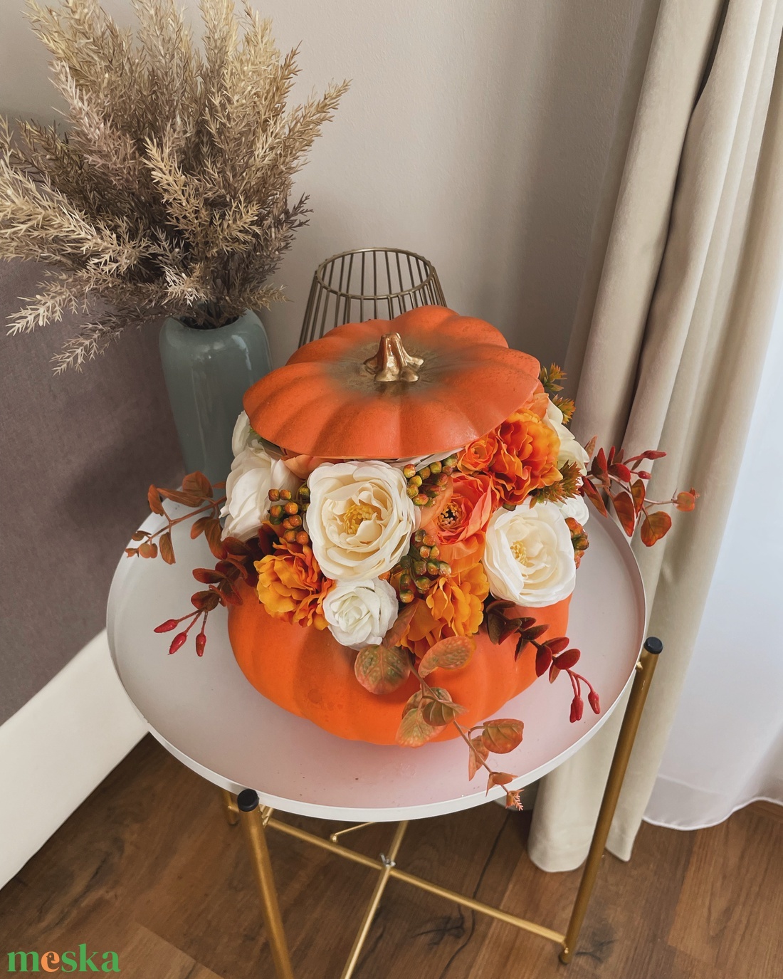 Őszi kerámia tök dekoráció - otthon & életmód - dekoráció - asztal és polc dekoráció - asztaldísz - Meska.hu