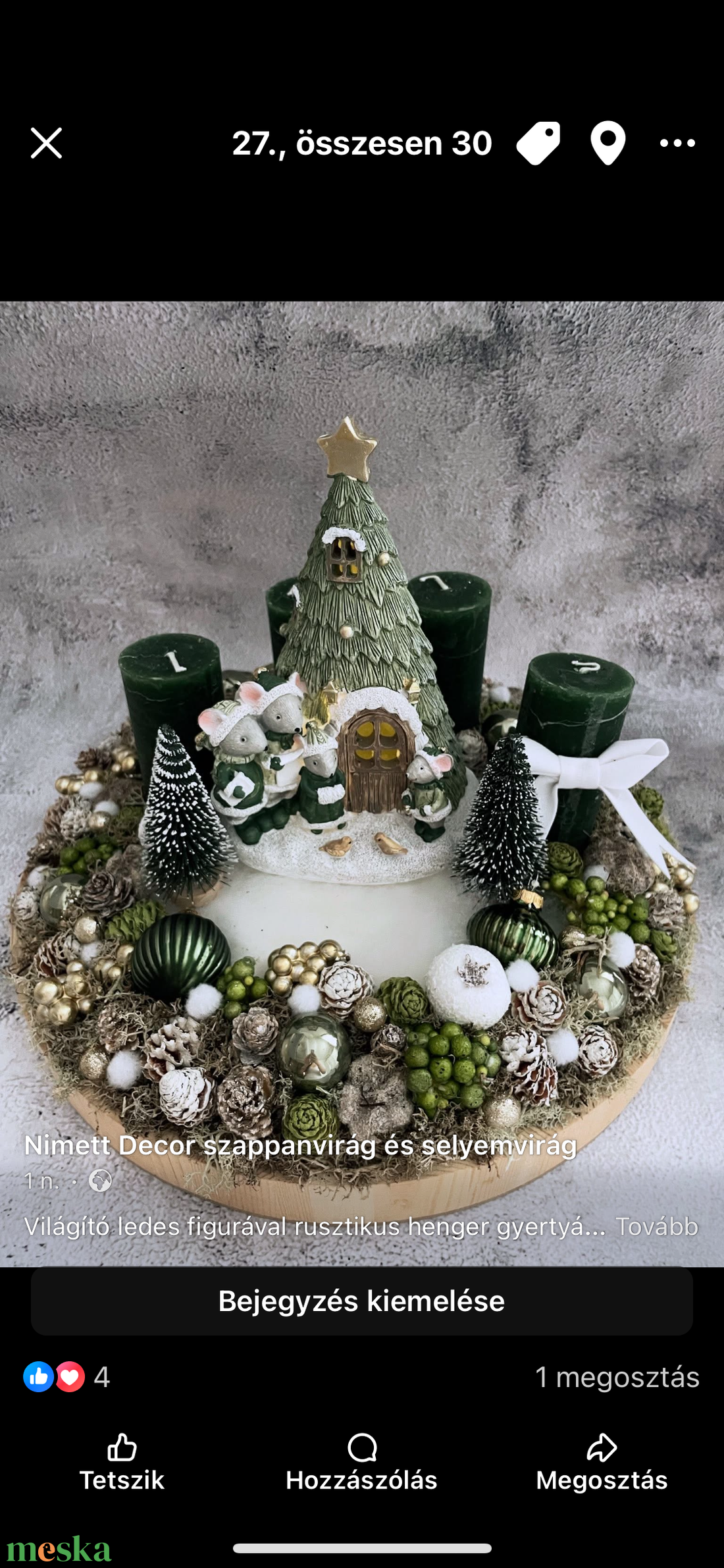 Adventi koszorú ledes figurával - karácsony - adventi díszek - adventi koszorú - Meska.hu