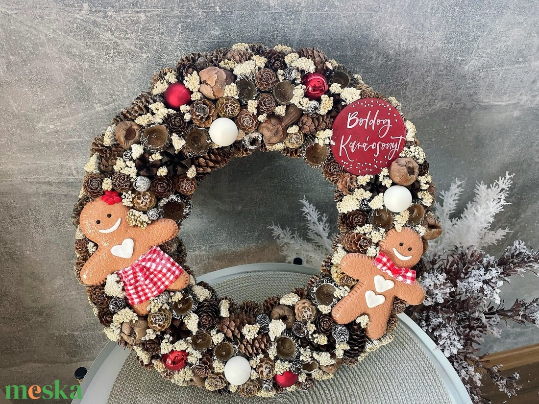 Nagy méretű karácsonyi mézis ajtódísz - karácsony - adventi díszek - adventi ajtódísz - Meska.hu