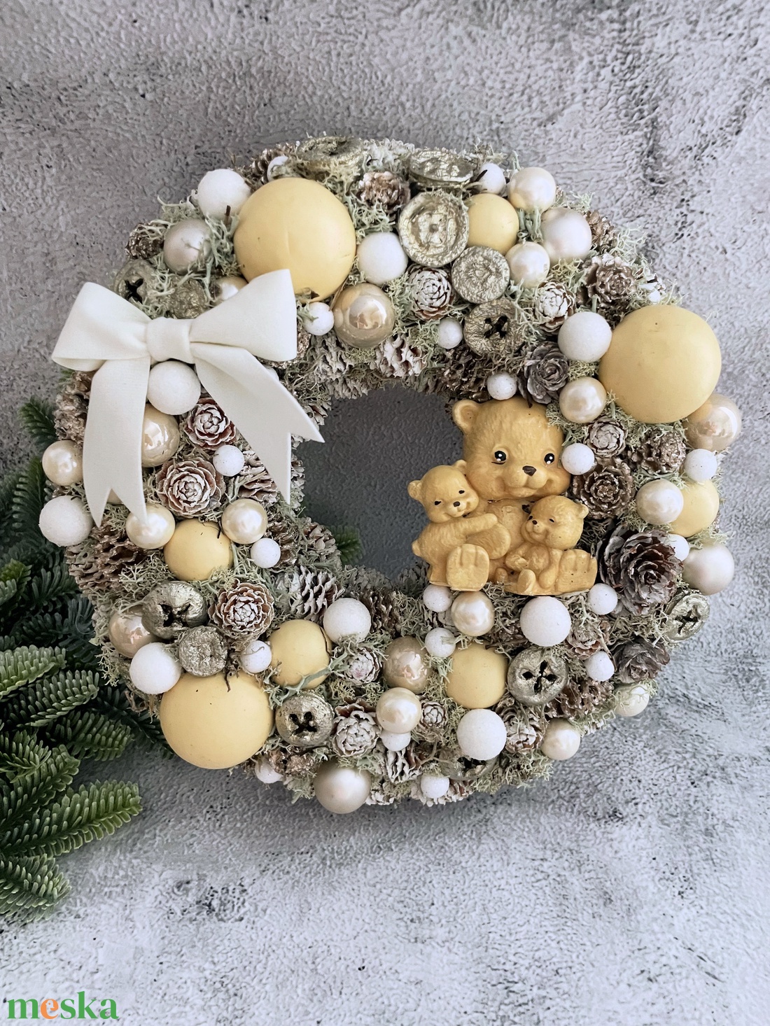 Macis karácsonyi ajtódísz - karácsony - adventi díszek - adventi ajtódísz - Meska.hu