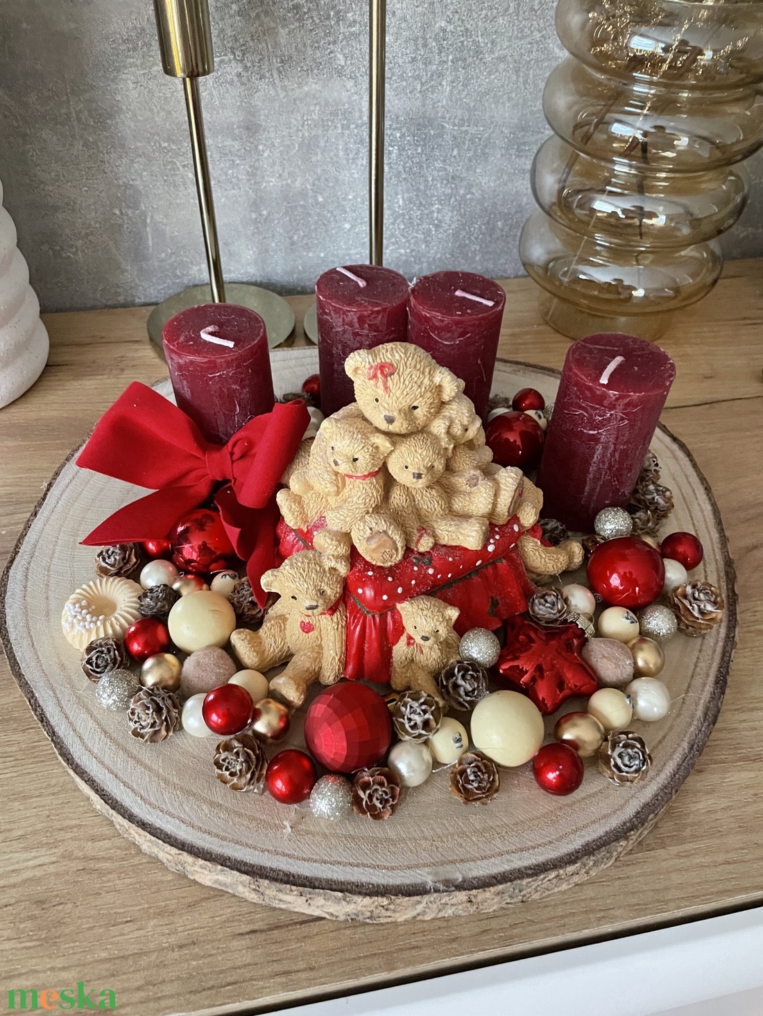 Maci családos adventi koszorú - karácsony - adventi díszek - adventi koszorú - Meska.hu