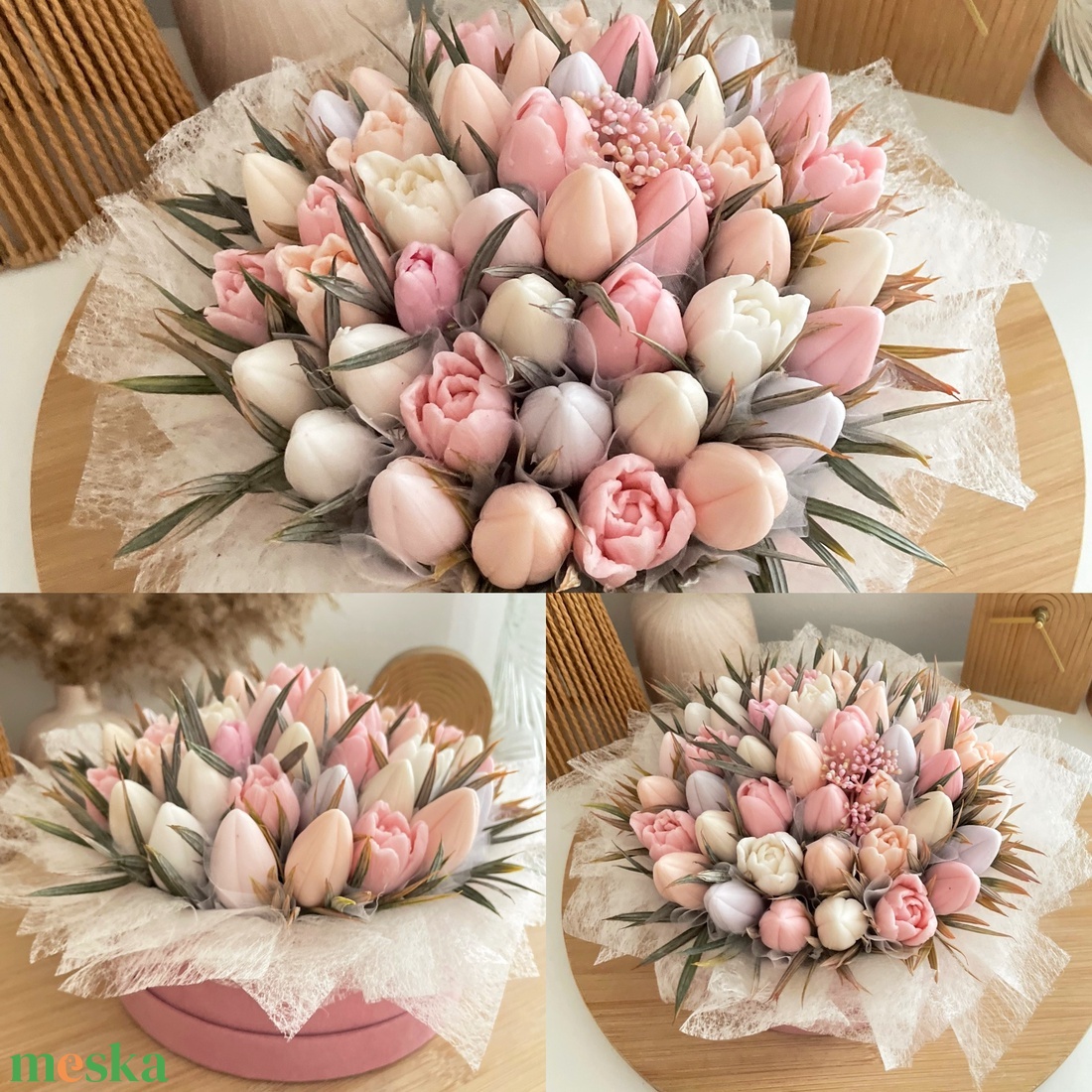 Tulipános szappanvirág box - otthon & életmód - dekoráció - virágdísz és tartó - virágbox, virágdoboz - Meska.hu
