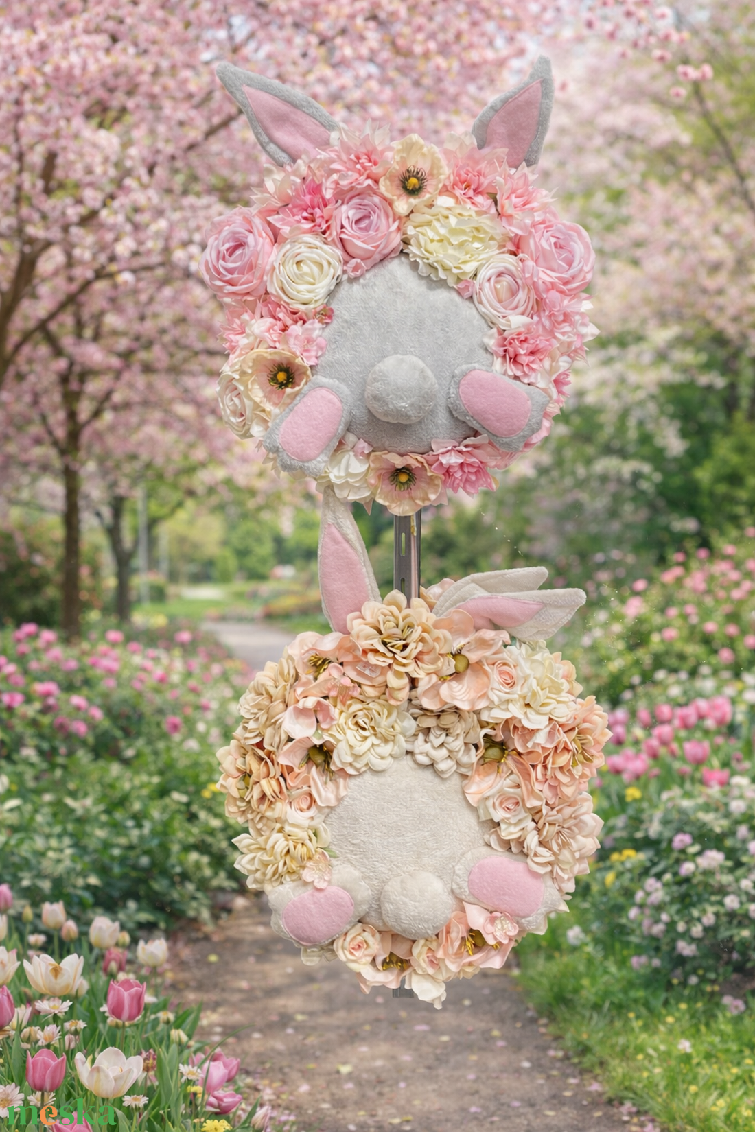 Rózsaszín nyuszis ajtódísz - otthon & életmód - dekoráció - ajtó- és ablak dekoráció - ajtódísz & kopogtató - Meska.hu