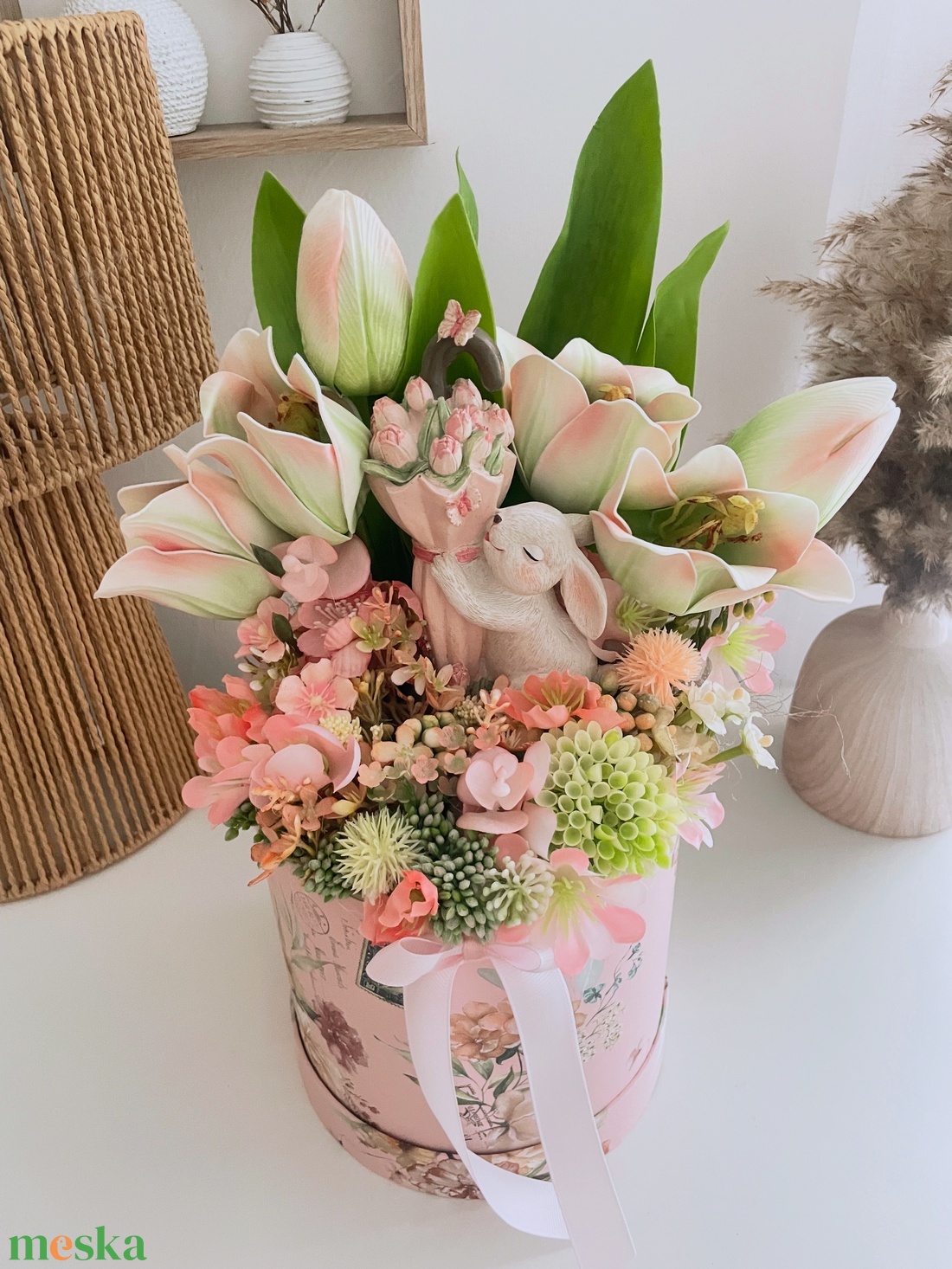 Tavaszi nyuszi figurás asztaldísz - otthon & életmód - dekoráció - asztal és polc dekoráció - asztaldísz - Meska.hu