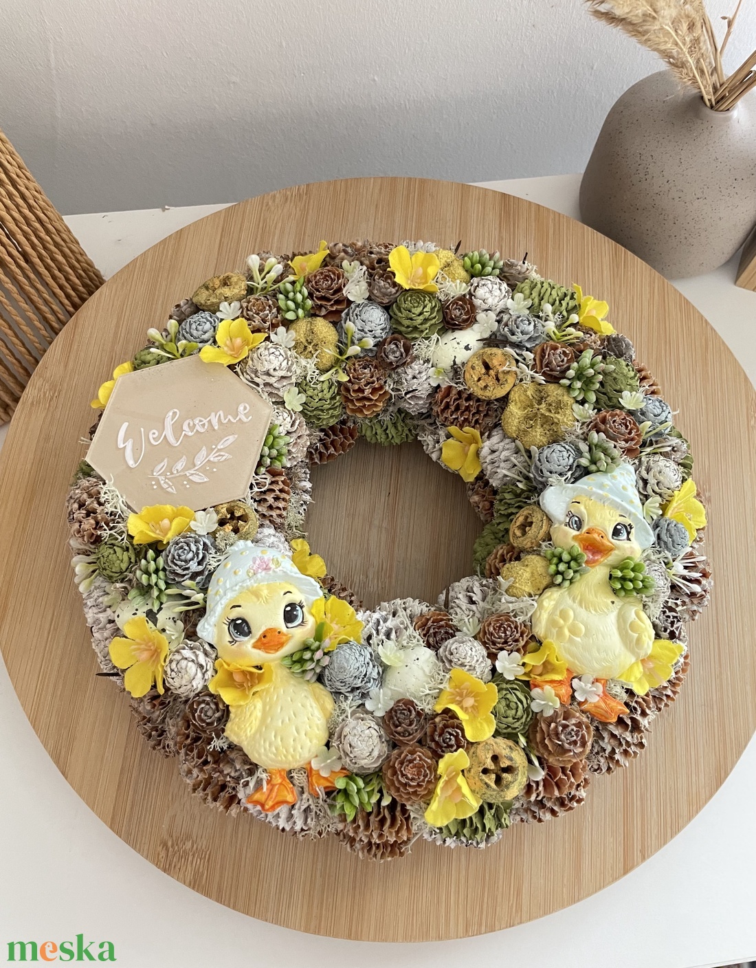 Tavaszi kacsás ajtódísz - otthon & életmód - dekoráció - ajtó- és ablak dekoráció - ajtódísz & kopogtató - Meska.hu