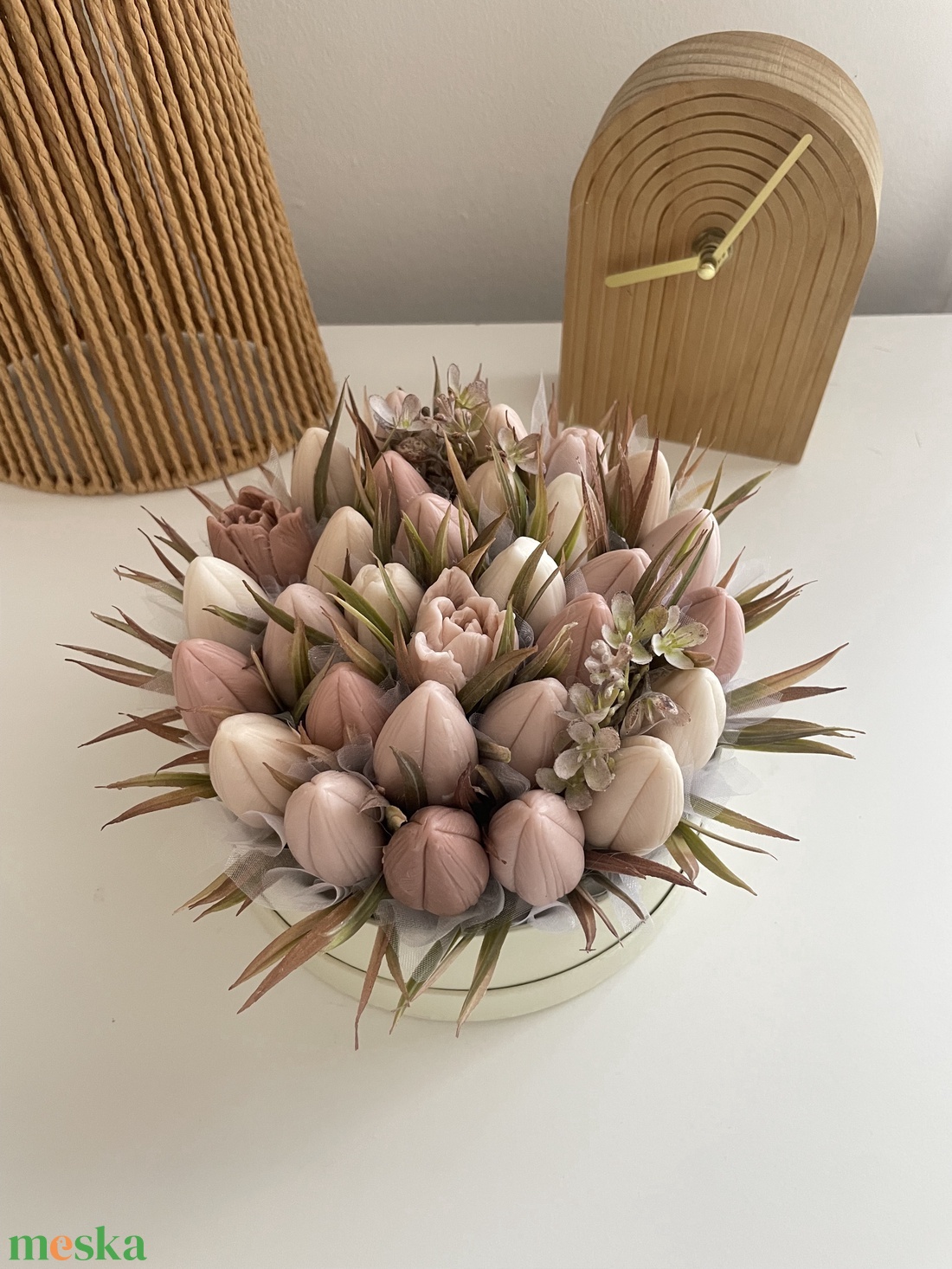 Tulipános virágbox szappanvirágból - otthon & életmód - virágdekoráció - virágok - virágbox - Meska.hu