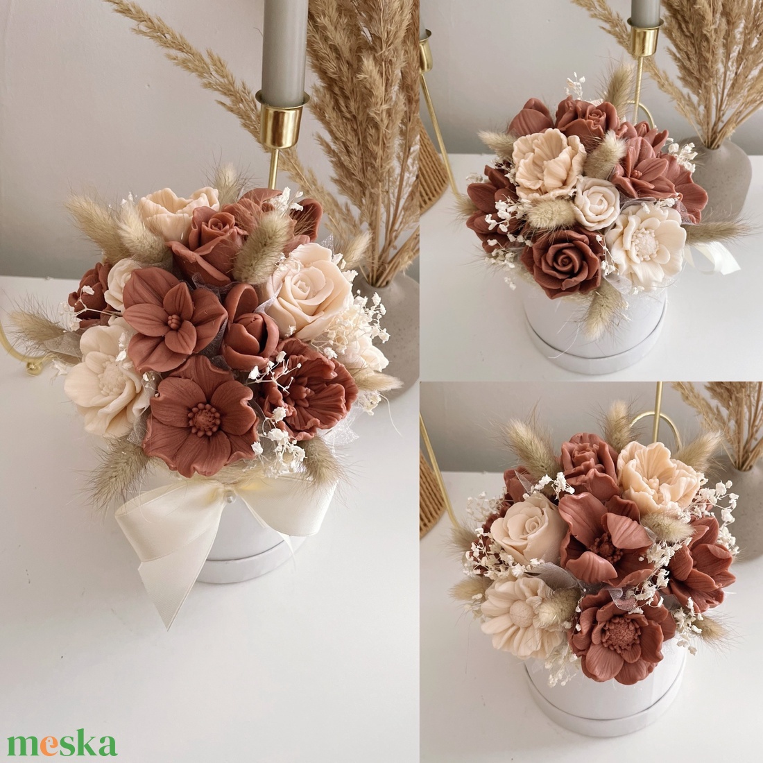 Szappanvirág henger boxban - otthon & életmód - virágdekoráció - virágok - virágbox - Meska.hu