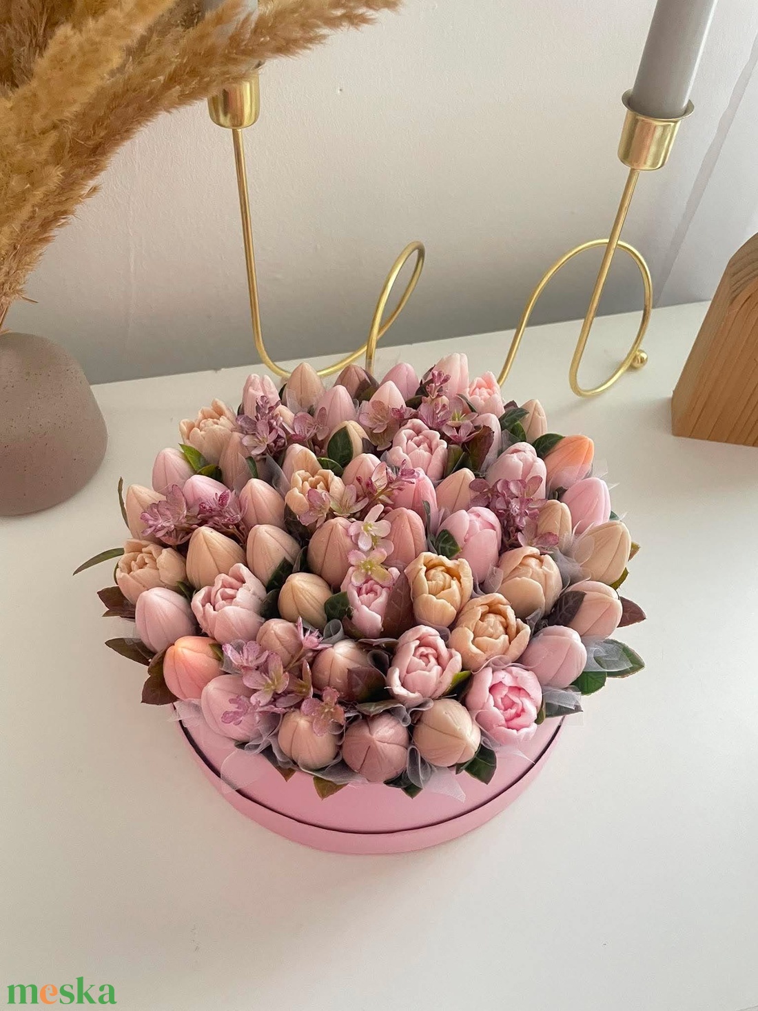 Tulipános szappanvirág box - otthon & életmód - virágdekoráció - virágok - virágbox - Meska.hu