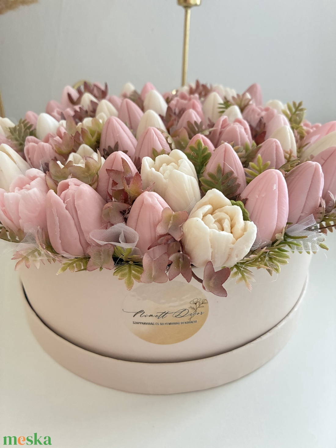 Tulipános szappanvirágbox - otthon & életmód - virágdekoráció - virágok - virágbox - Meska.hu