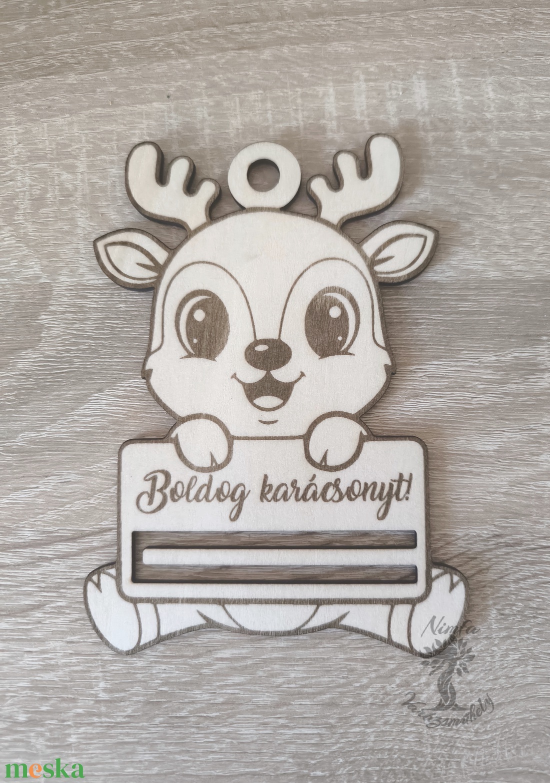 Karácsonyi pénzátadó, rénszarvasos karácsonyfadísz - karácsony - karácsonyi ajándékozás - karácsonyi képeslap, üdvözlőlap, ajándékkísérő - Meska.hu